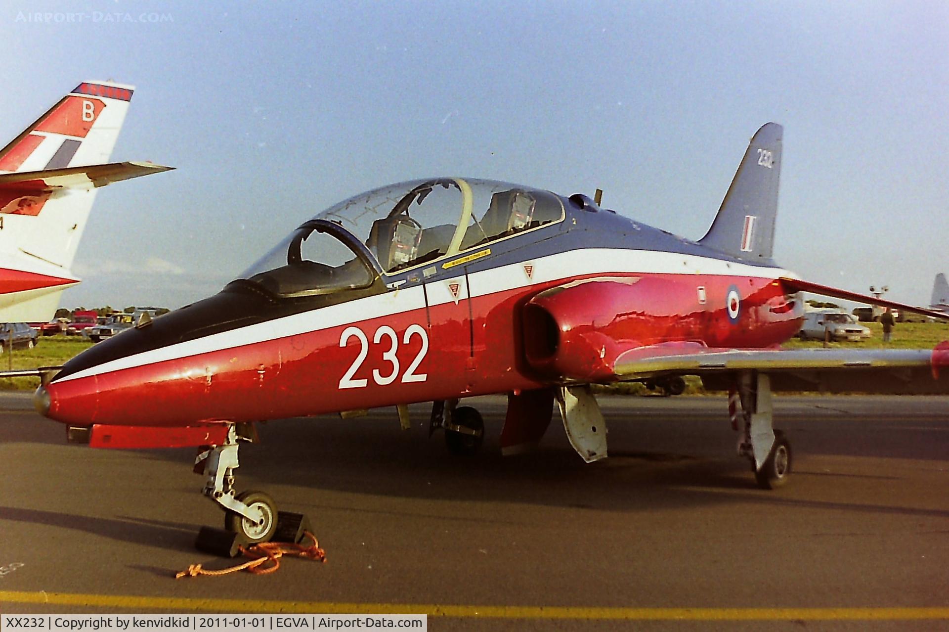 XX232, 1978 Hawker Siddeley Hawk T.1 C/N 068/312068, At RIAT 1993, scanned from negative.