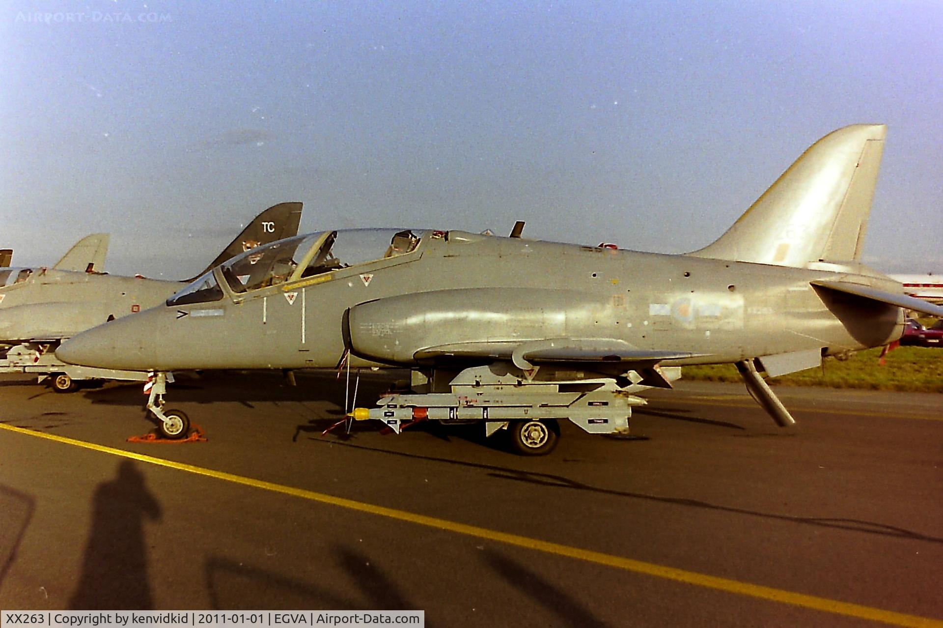 XX263, 1978 Hawker Siddeley Hawk T.1A C/N 099/312099, At RIAT 1993, scanned from negative.