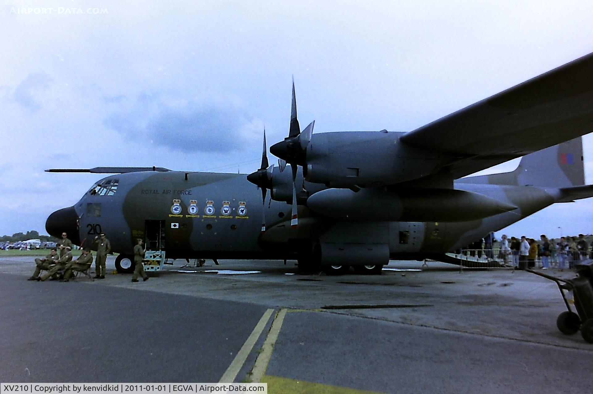 XV210, Lockheed C-130K Hercules C.1P C/N 382-4236, At RIAT 1993, scanned from negative.