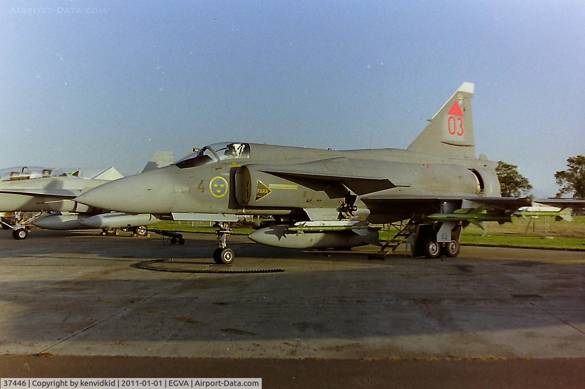37446, Saab JA 37 Viggen C/N 37446, At RIAT 1993, scanned from negative.