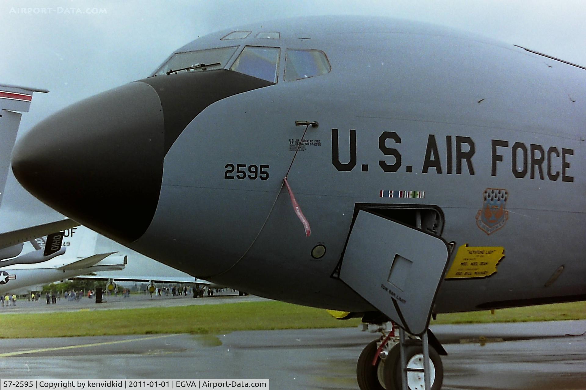 57-2595, 1957 Boeing KC-135E-BN Stratotanker C/N 17727, At RIAT 1993, scanned from negative.
