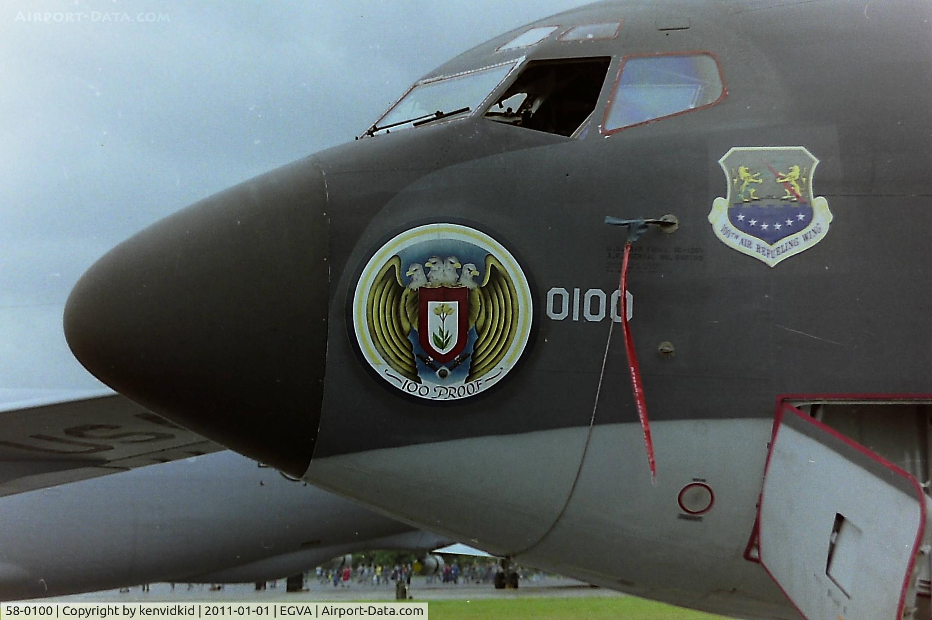 58-0100, 1958 Boeing KC-135R Stratotanker C/N 17845, At RIAT 1993, scanned from negative.