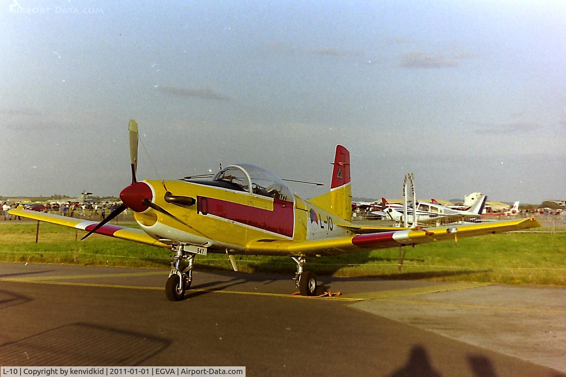 L-10, Pilatus PC-7 Turbo Trainer C/N 547, At RIAT 1993, scanned from negative.