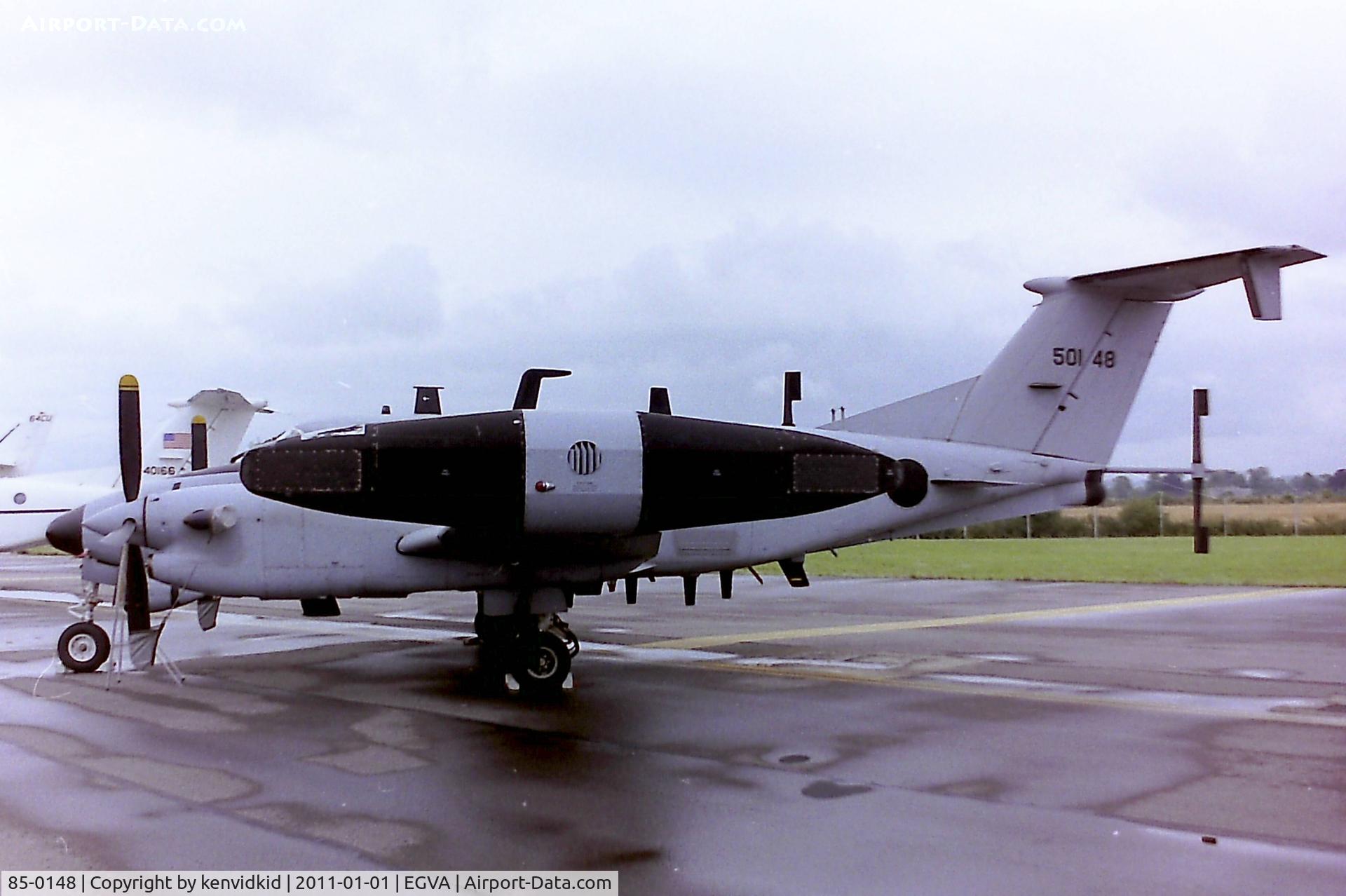 85-0148, 1985 Beech RC-12K Huron C/N FE-002, At RIAT 1993, scanned from negative.