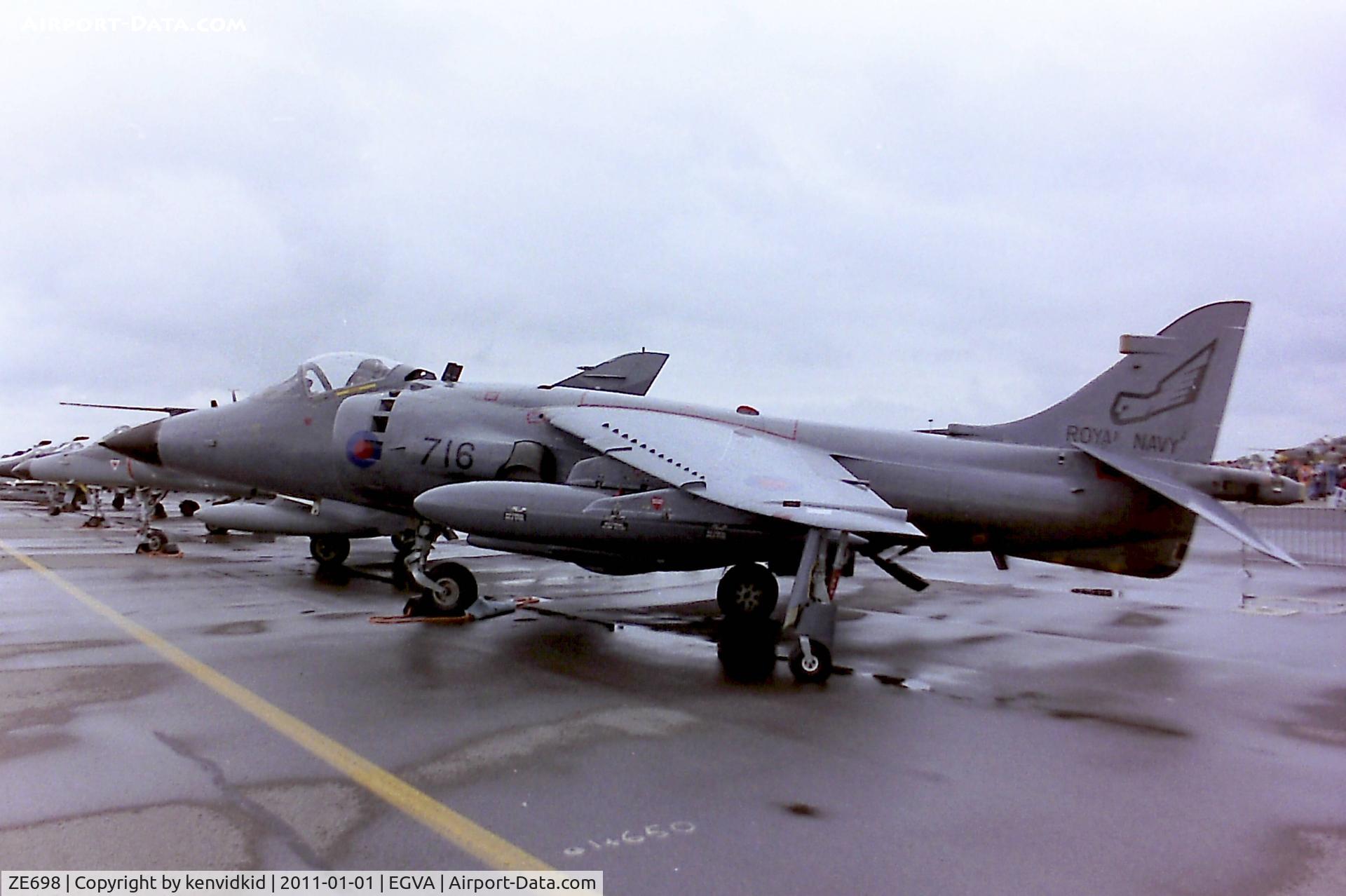 ZE698, 1988 British Aerospace Sea Harrier F/A2 C/N B57/P29, At RIAT 1993, scanned from negative.