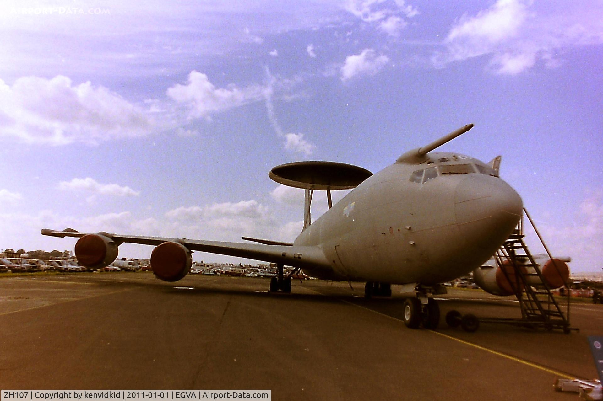 ZH107, 1991 Boeing E-3D Sentry AEW.1 C/N 24499, At RIAT 1993, scanned from negative.