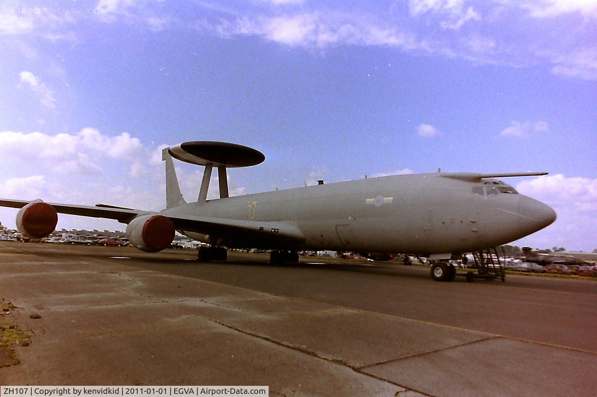 ZH107, 1991 Boeing E-3D Sentry AEW.1 C/N 24499, At RIAT 1993, scanned from negative.