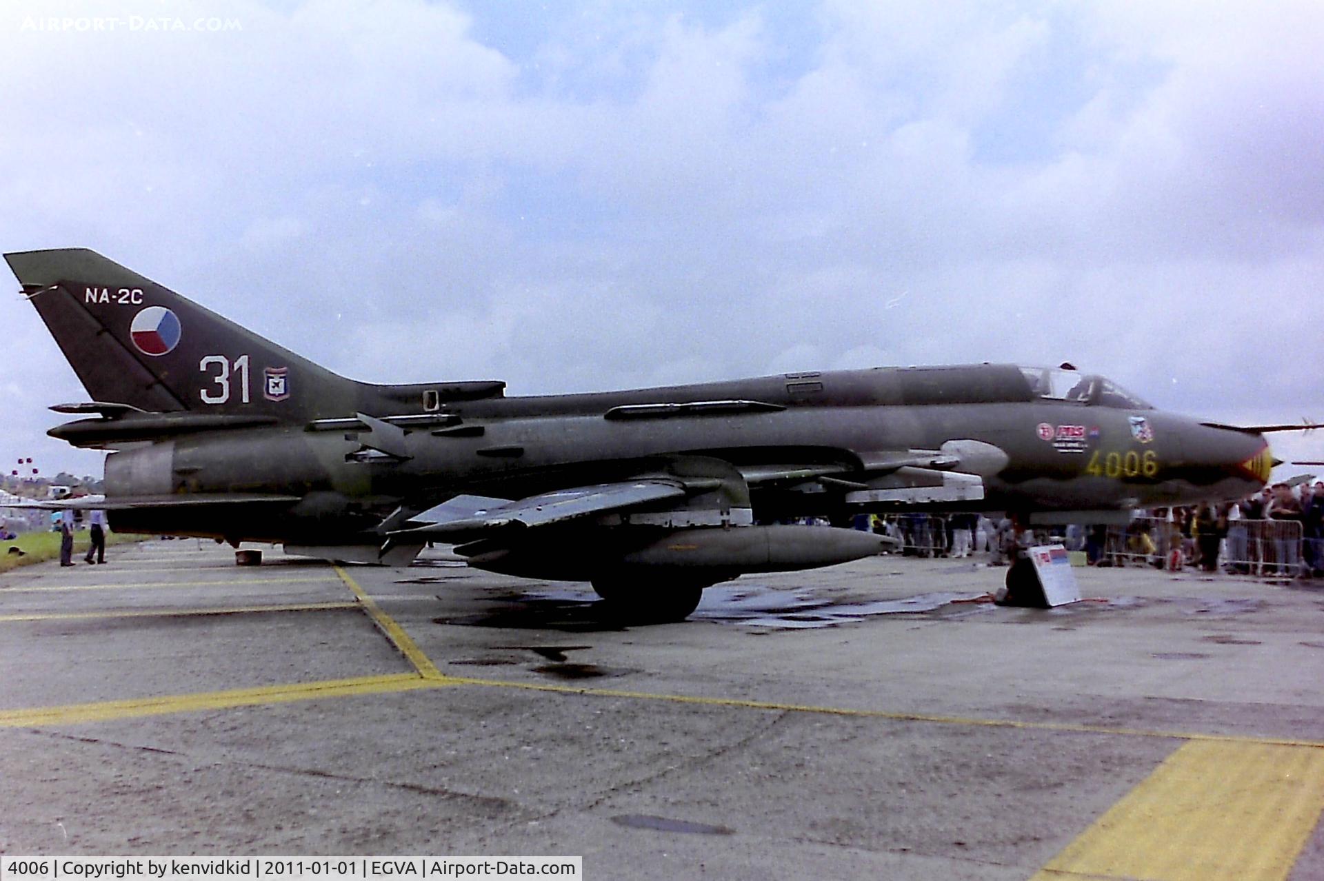 4006, 1989 Sukhoi Su-22M-4 C/N 40306, At RIAT 1993, scanned from negative.