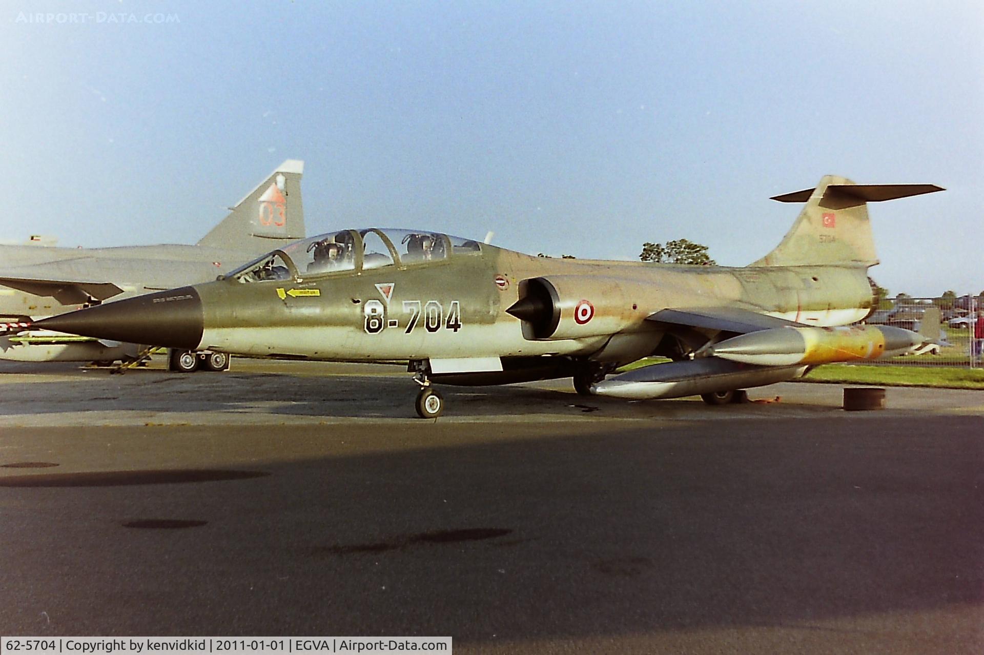 62-5704, 1962 Lockheed TF-104G Starfighter C/N 583D-5704, At RIAT 1993, scanned from negative.