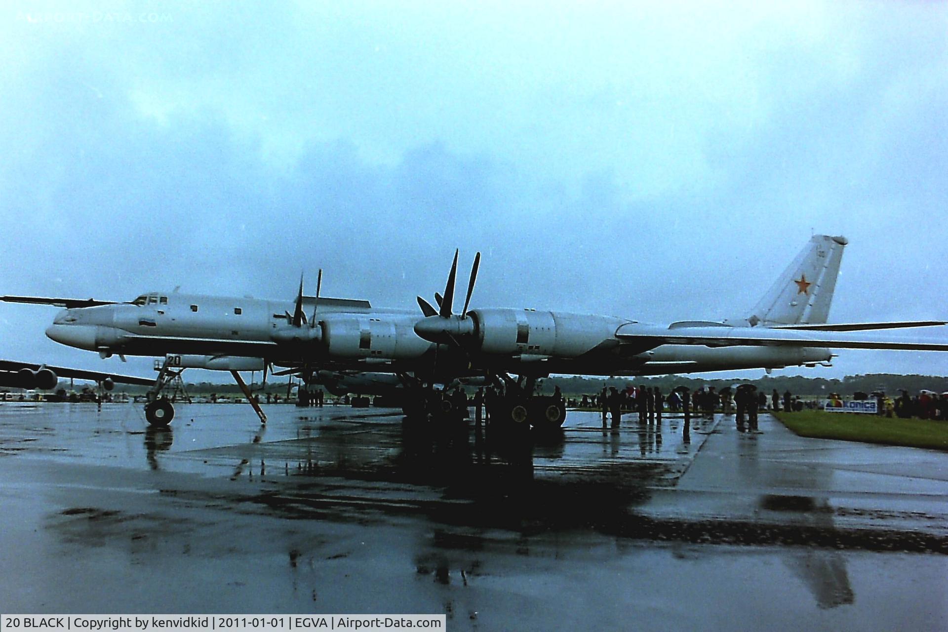 20 BLACK, 1988 Tupolev Tu-95MSM C/N 1000211834108, At RIAT 1993, scanned from negative.