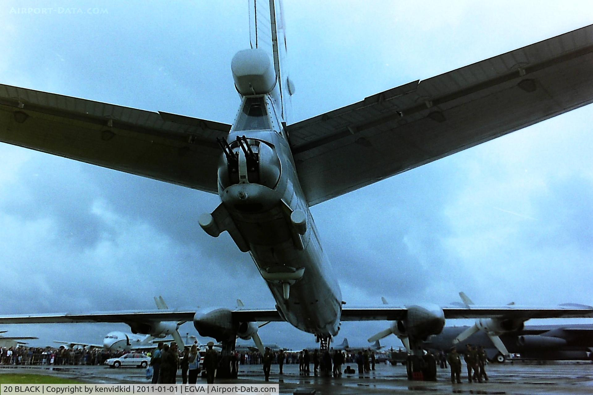 20 BLACK, 1988 Tupolev Tu-95MSM C/N 1000211834108, At RIAT 1993, scanned from negative.
