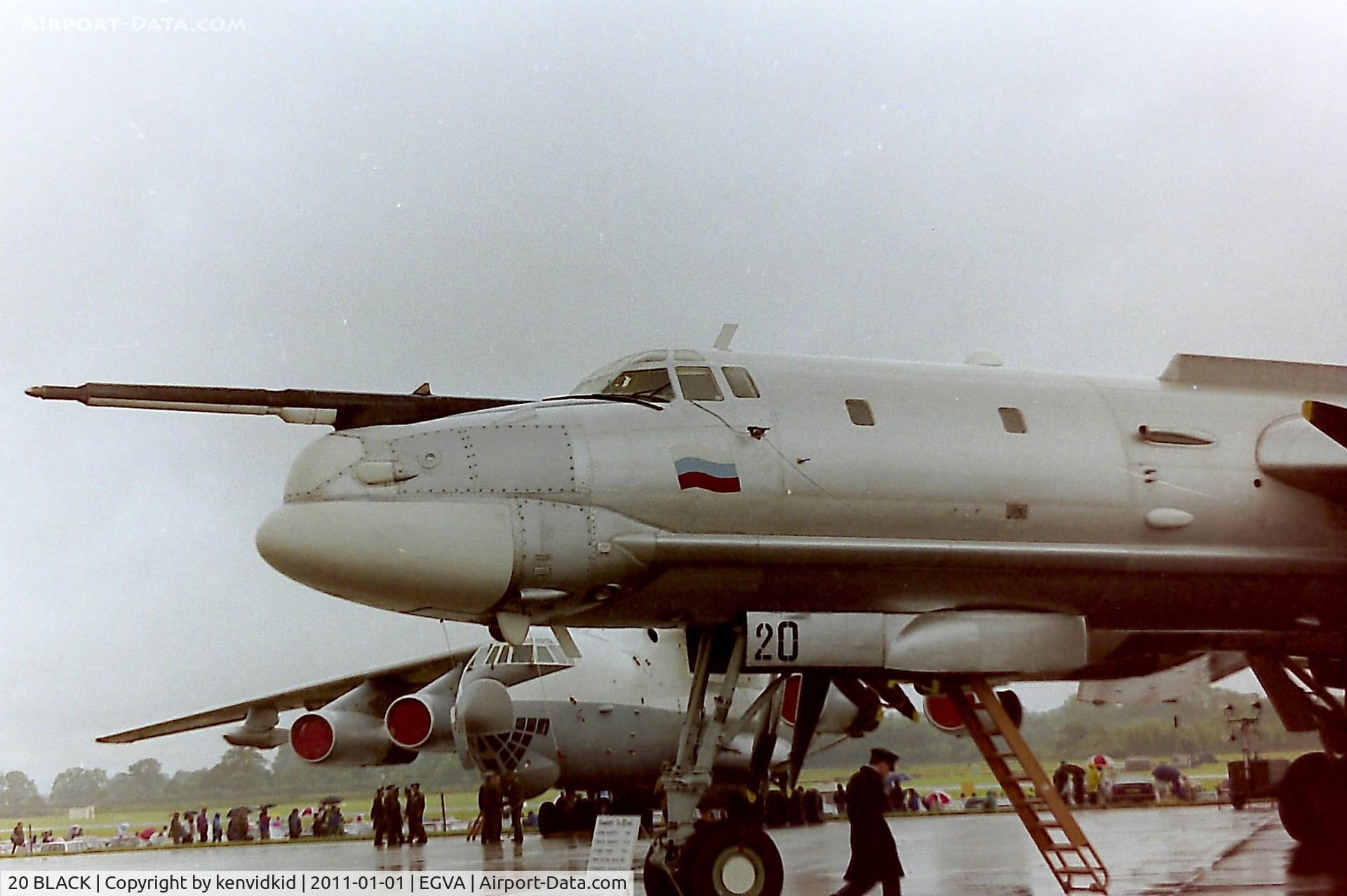 20 BLACK, 1988 Tupolev Tu-95MSM C/N 1000211834108, At RIAT 1993, scanned from negative.