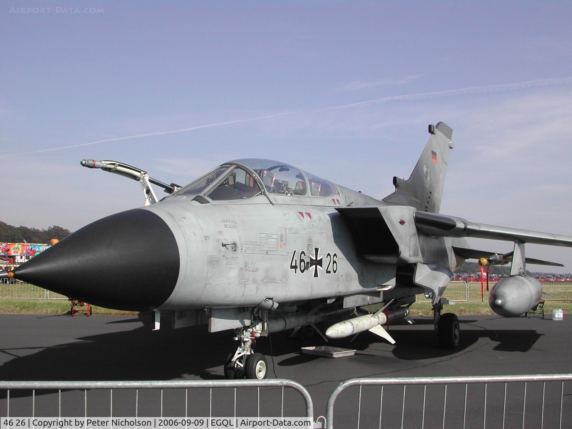 46 26, Panavia Tornado ECR C/N 823/GS259/4326, Tornado ECR, Callsign LC 01, of JBG-32 on display at the 2006 RAF Leuchars Airshow.