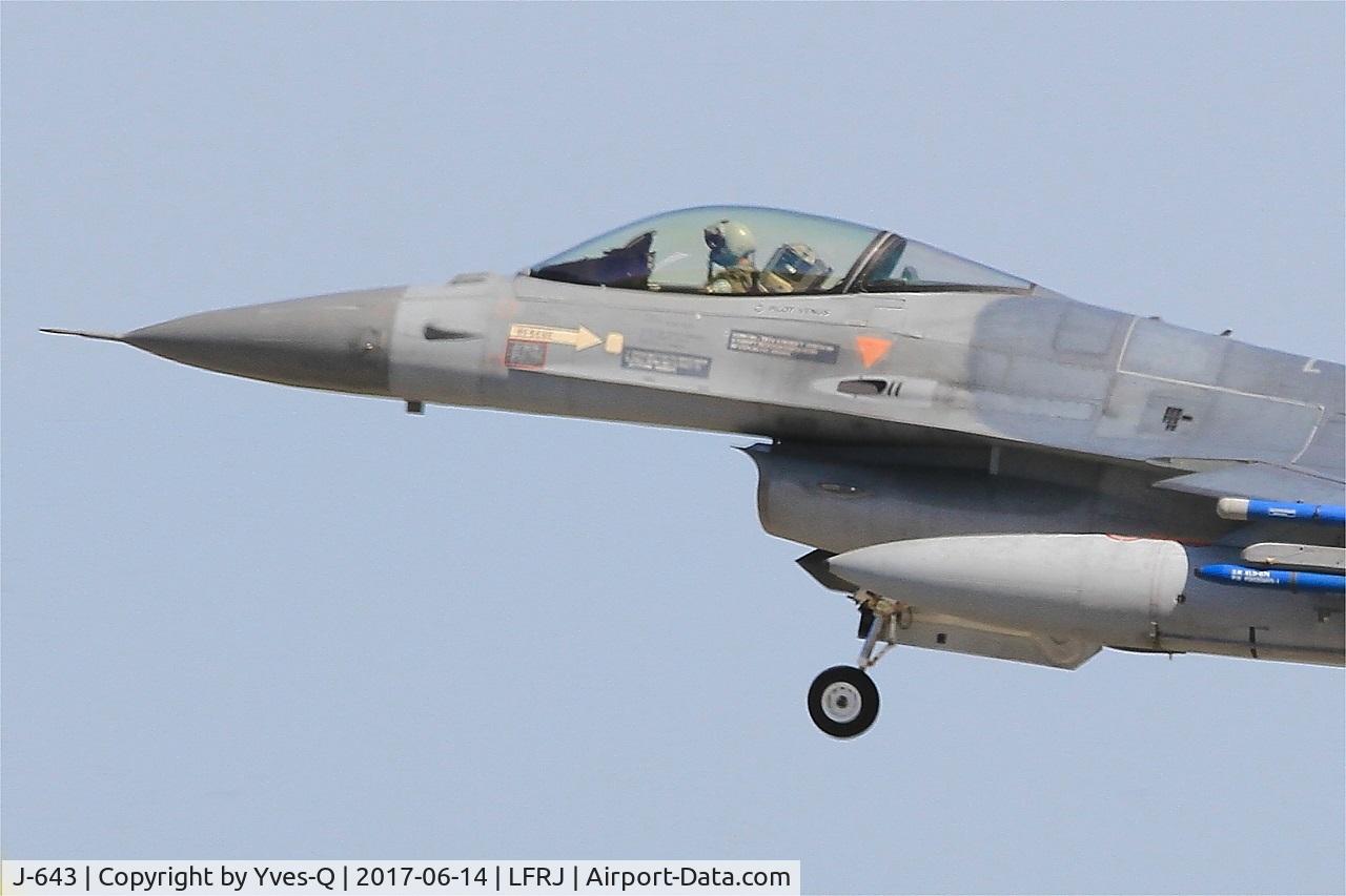 J-643, 1980 Fokker F-16AM Fighting Falcon C/N 6D-75, Fokker F-16AM Fighting Falcon, Take off rwy 26, Landivisiau Naval Air Base (LFRJ) Tiger Meet 2017