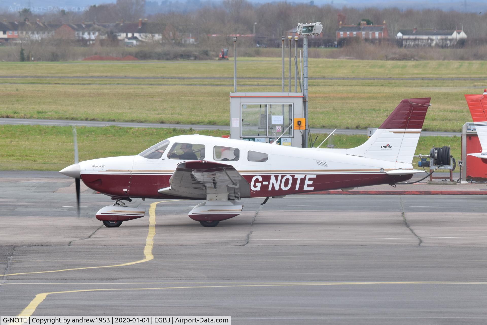 G-NOTE, 1997 Piper PA-28-181 Cherokee Archer III C/N 2843082, G-NOTE at Gloucestershire Airport.