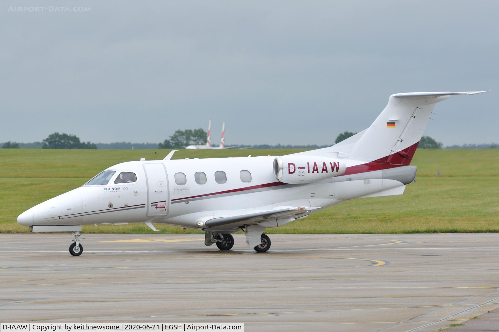 D-IAAW, 2011 Embraer EMB-500 Phenom 100 C/N 50000245, Arriving at Norwich from Nice.
