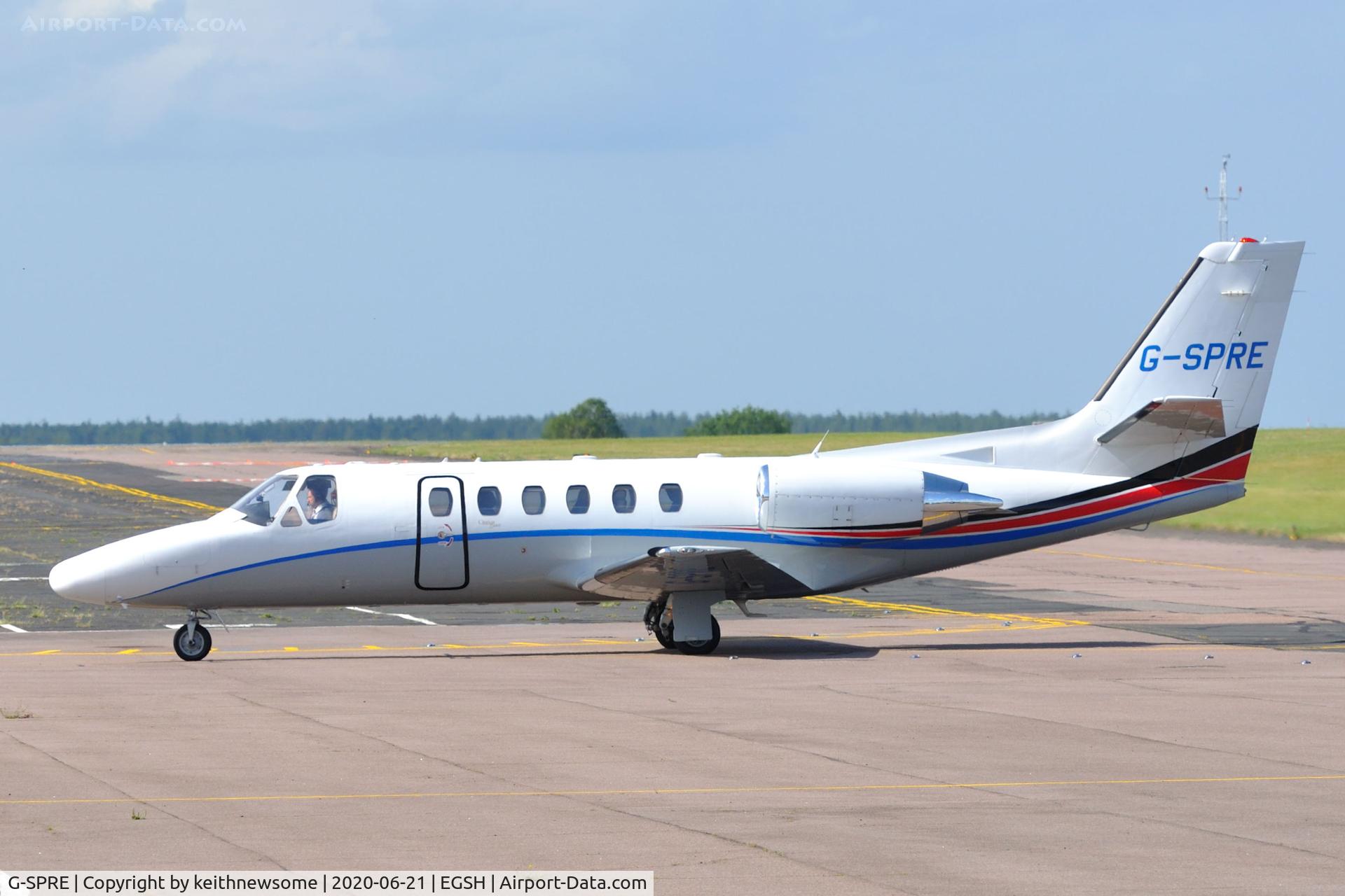 G-SPRE, 1999 Cessna 550 Citation Bravo C/N 550-0872, Arriving at Norwich from Cork.