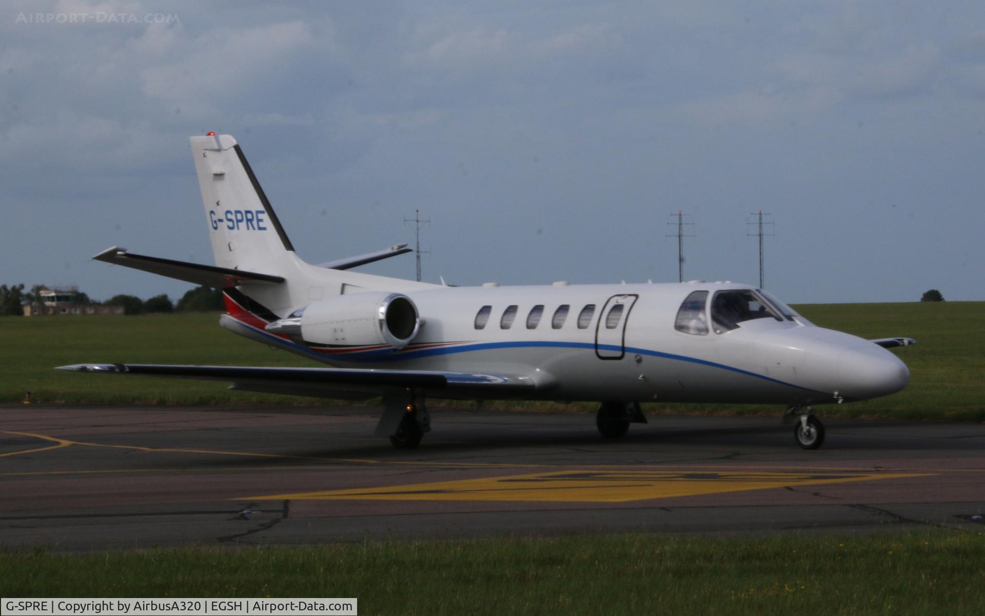 G-SPRE, 1999 Cessna 550 Citation Bravo C/N 550-0872, departing Norwich
