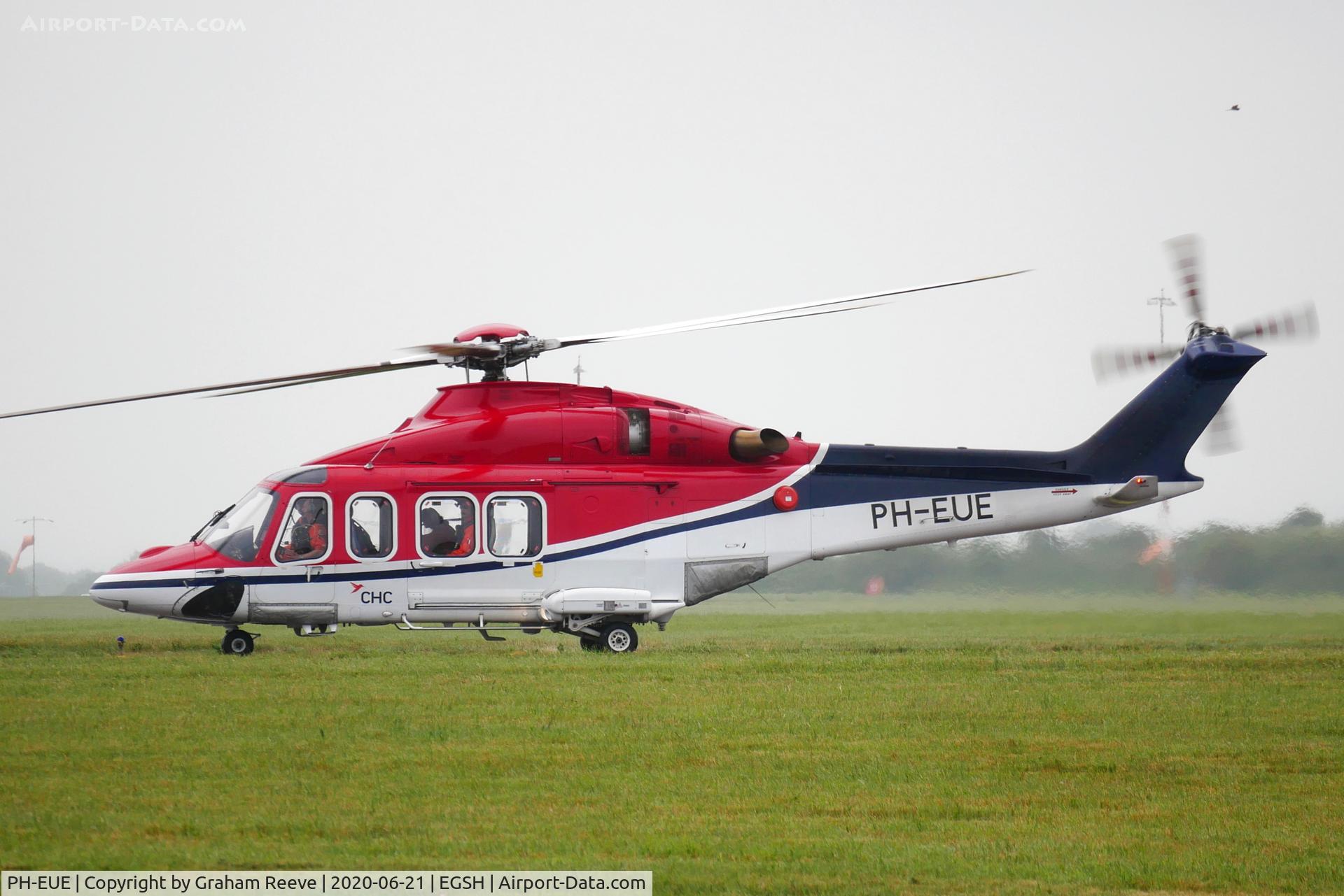 PH-EUE, 2011 AgustaWestland AW-139 C/N 31387, Departing from Norwich.