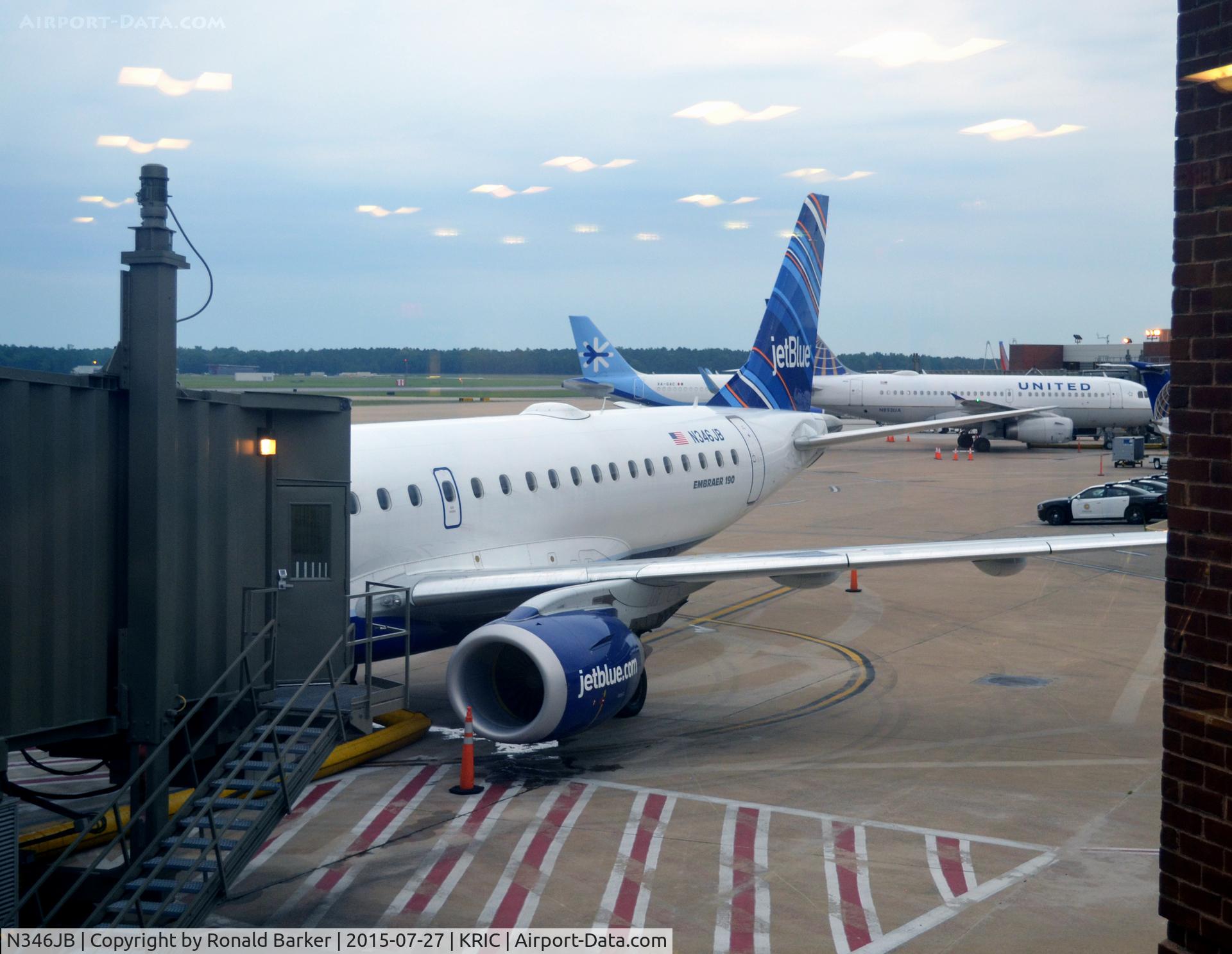 N346JB, 2012 Embraer ERJ-190-100 IGW 190AR C/N 19000504, At the gate RIC
