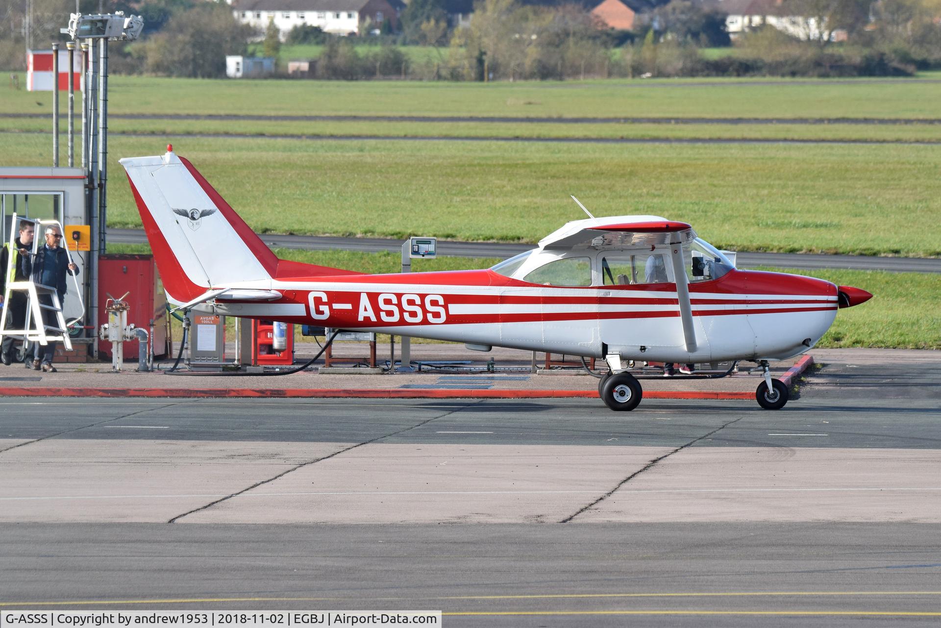 G-ASSS, 1964 Cessna 172E C/N 172-51467, G-ASSS at the pumps at Gloucestershire Airport.