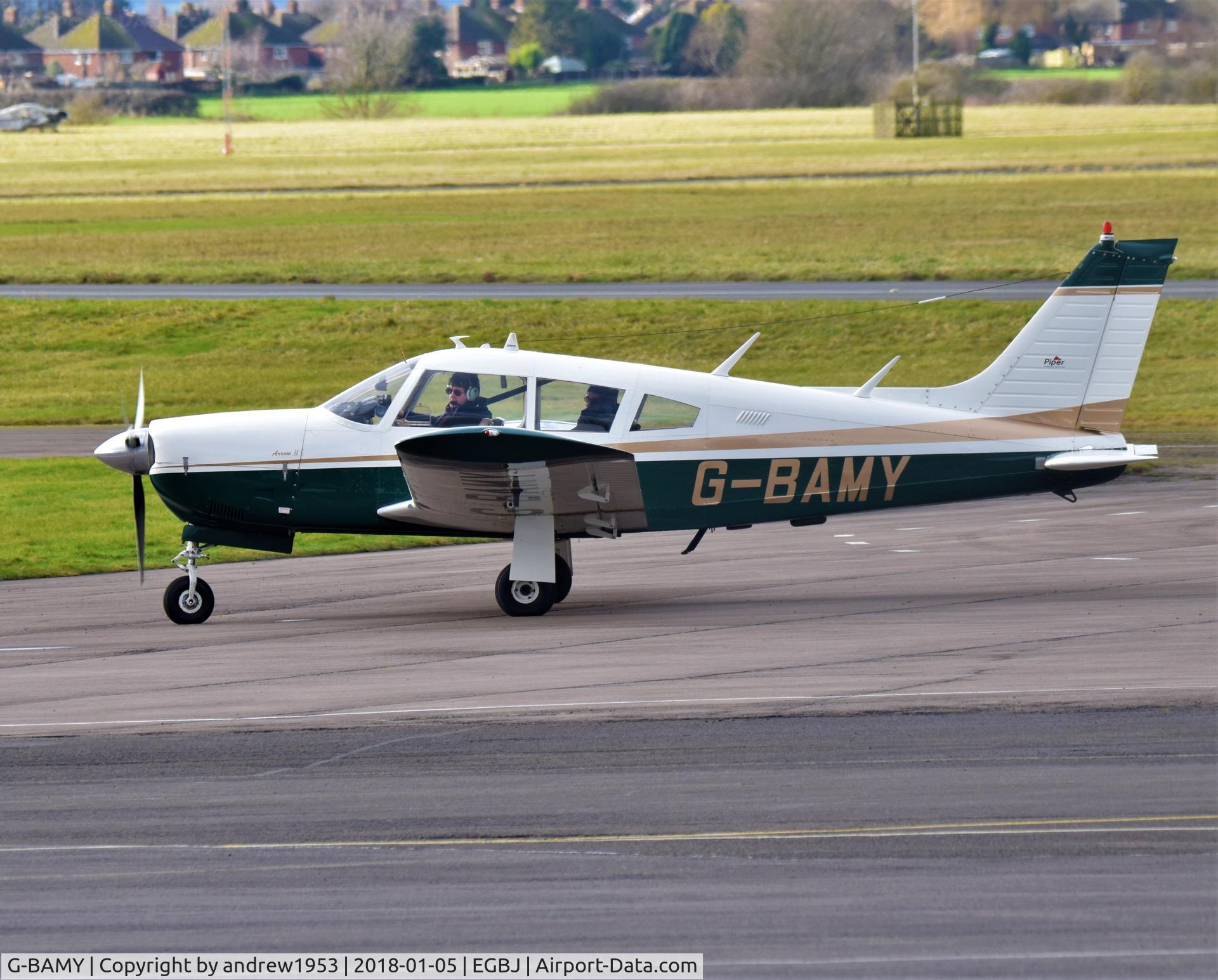G-BAMY, 1972 Piper PA-28R-200-2 Cherokee Arrow II C/N 28R-7335015, G-BAMY at Gloucestershire Airport.