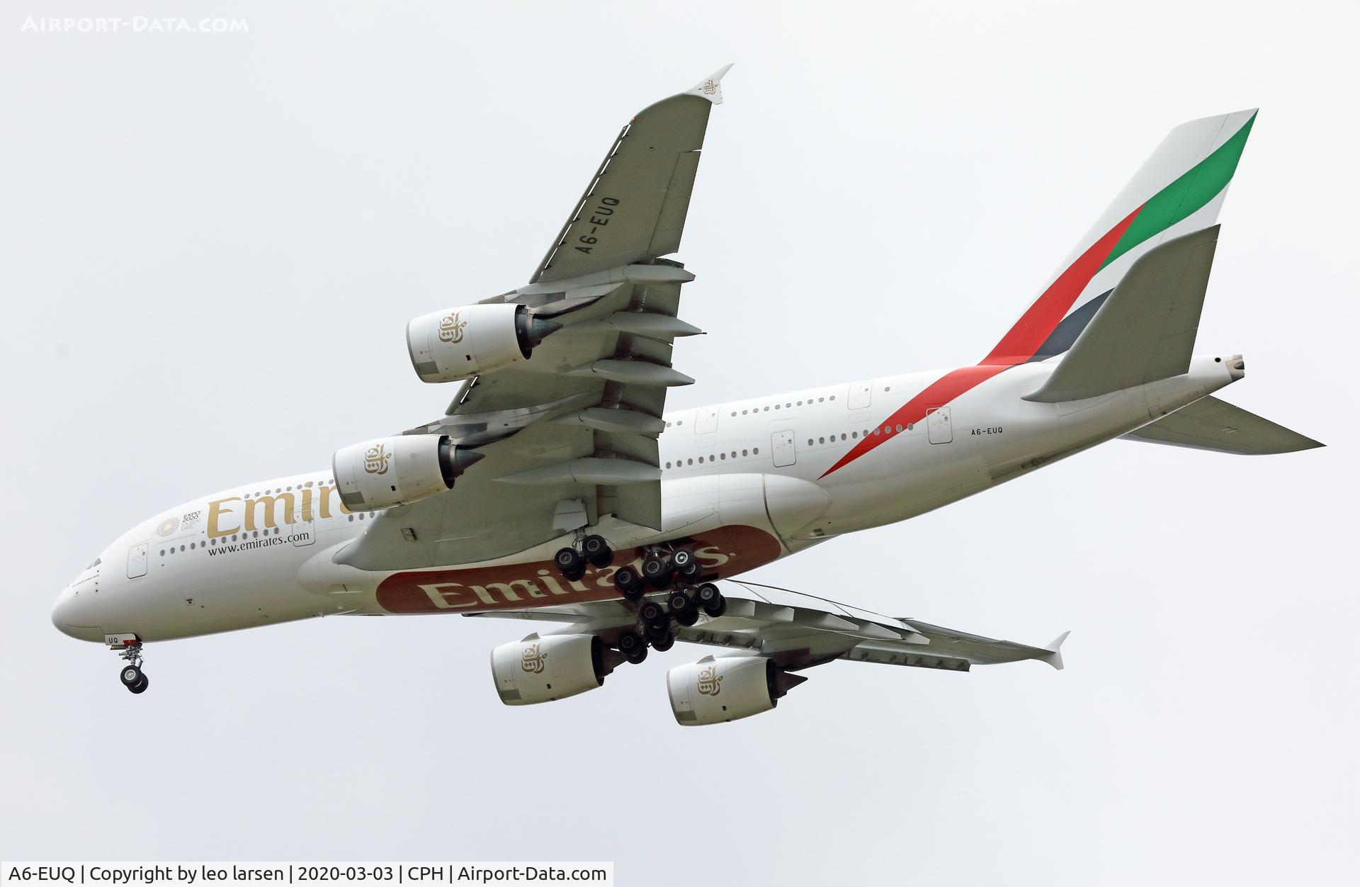 A6-EUQ, 2016 Airbus A380-842 C/N 229, Copenhagen 3.3.2020