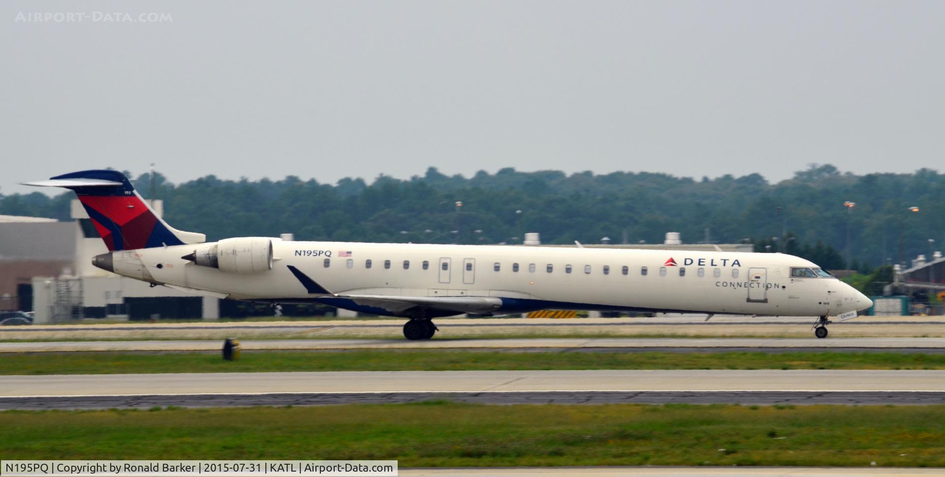 N195PQ, 2008 Bombardier CRJ-900ER (CL-600-2D24) C/N 15195, Taxi to gate Atlanta