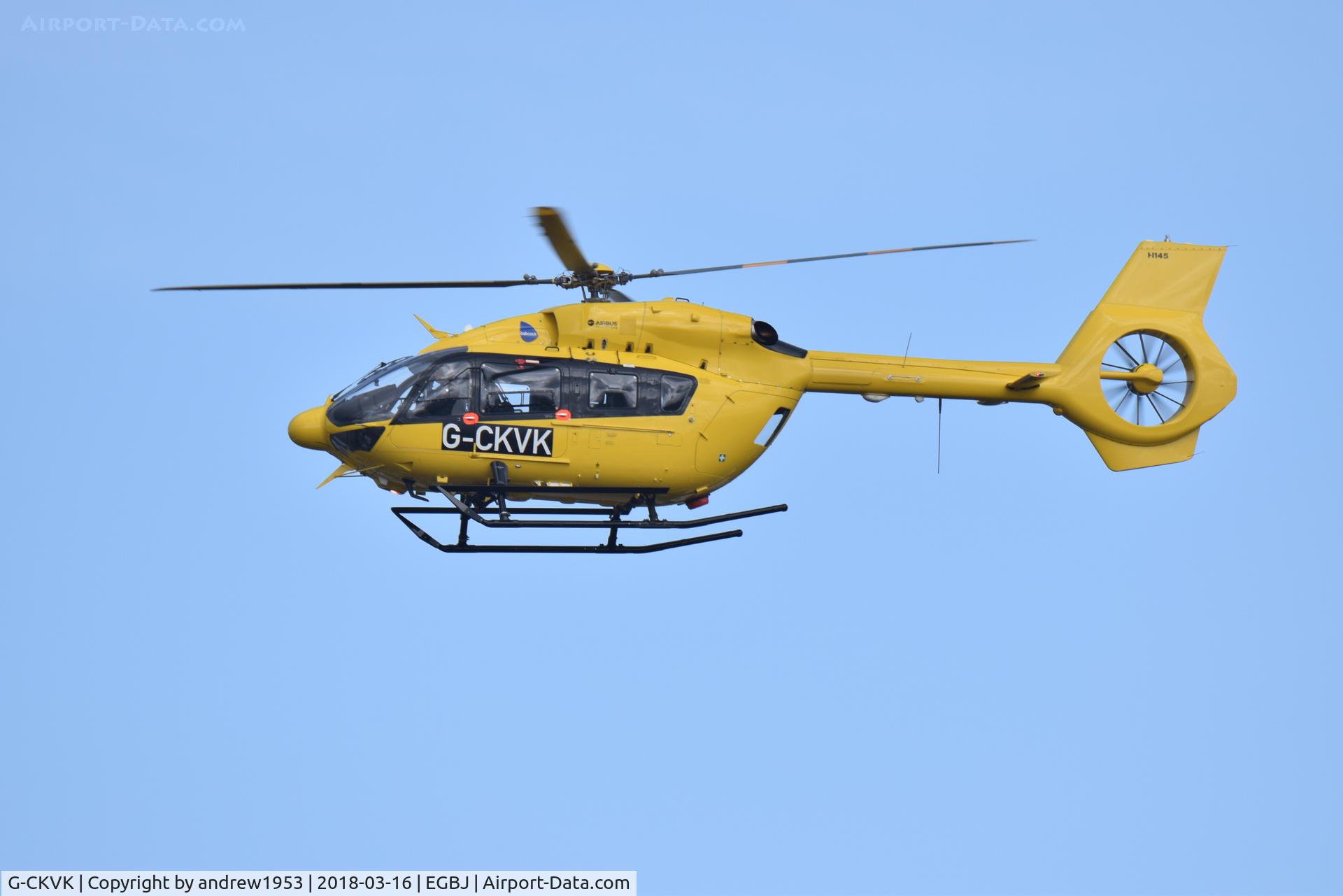 G-CKVK, 2018 Airbus Helicopters H-145 (BK-117D-2) C/N 20181, G-CKVK landing at Gloucestershire Airport.