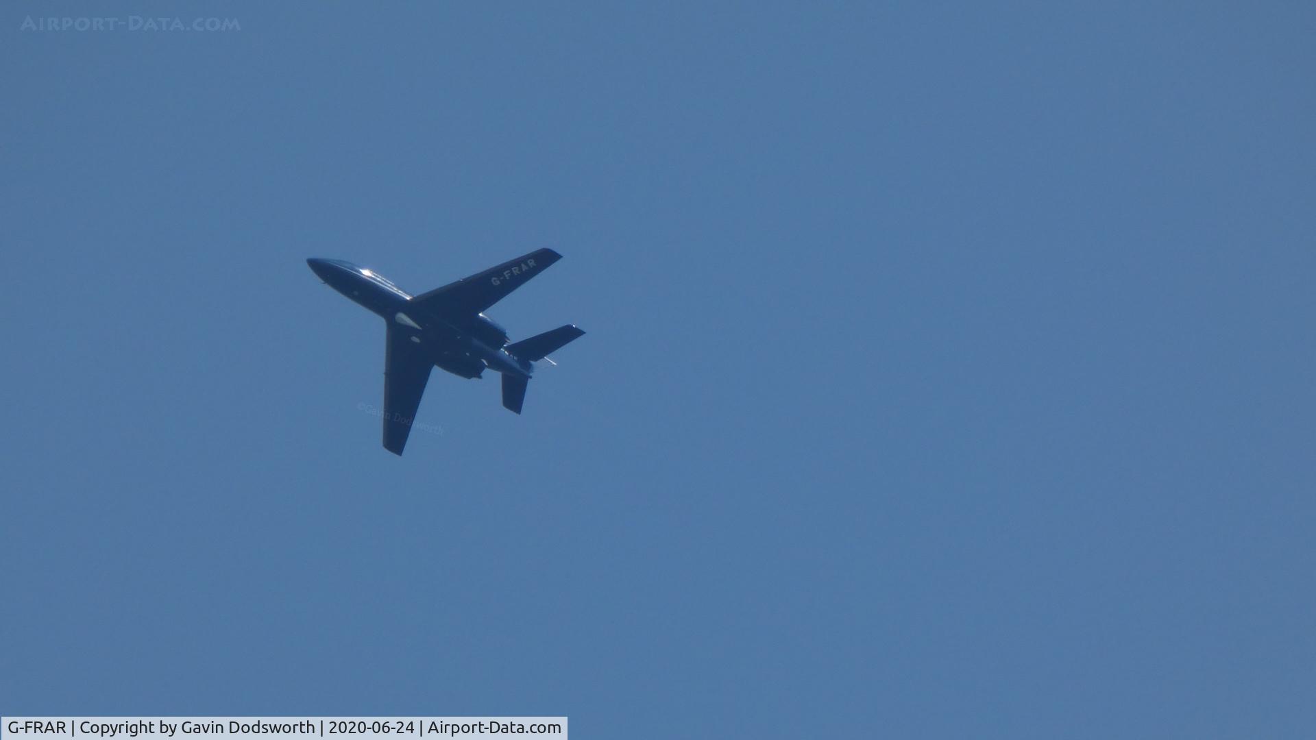 G-FRAR, 1969 Dassault Falcon (Mystere) 20DC C/N 209, Over Darlington on June 24th after departing Teesside International