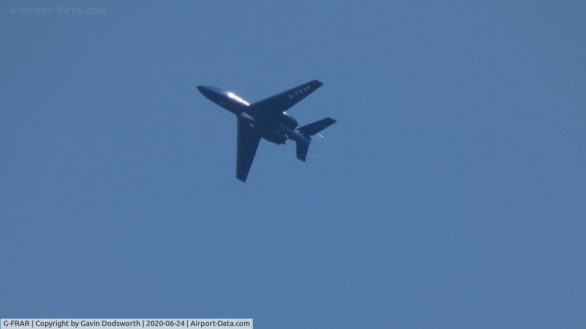 G-FRAR, 1969 Dassault Falcon (Mystere) 20DC C/N 209, Over Darlington on June 24th after departing Teesside International