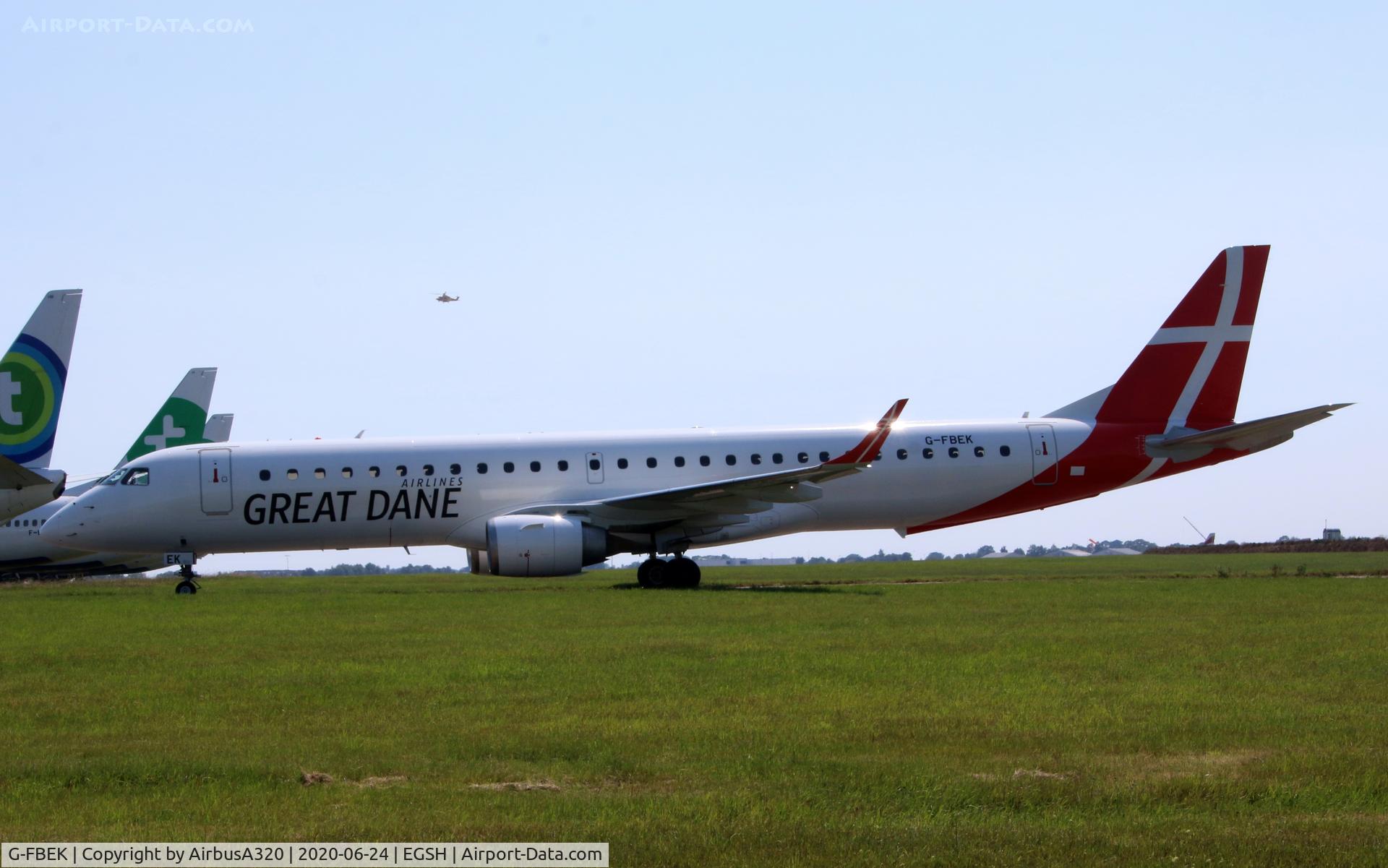 G-FBEK, 2008 Embraer 195LR (ERJ-190-200LR) C/N 19000168, Parked North Side storage area