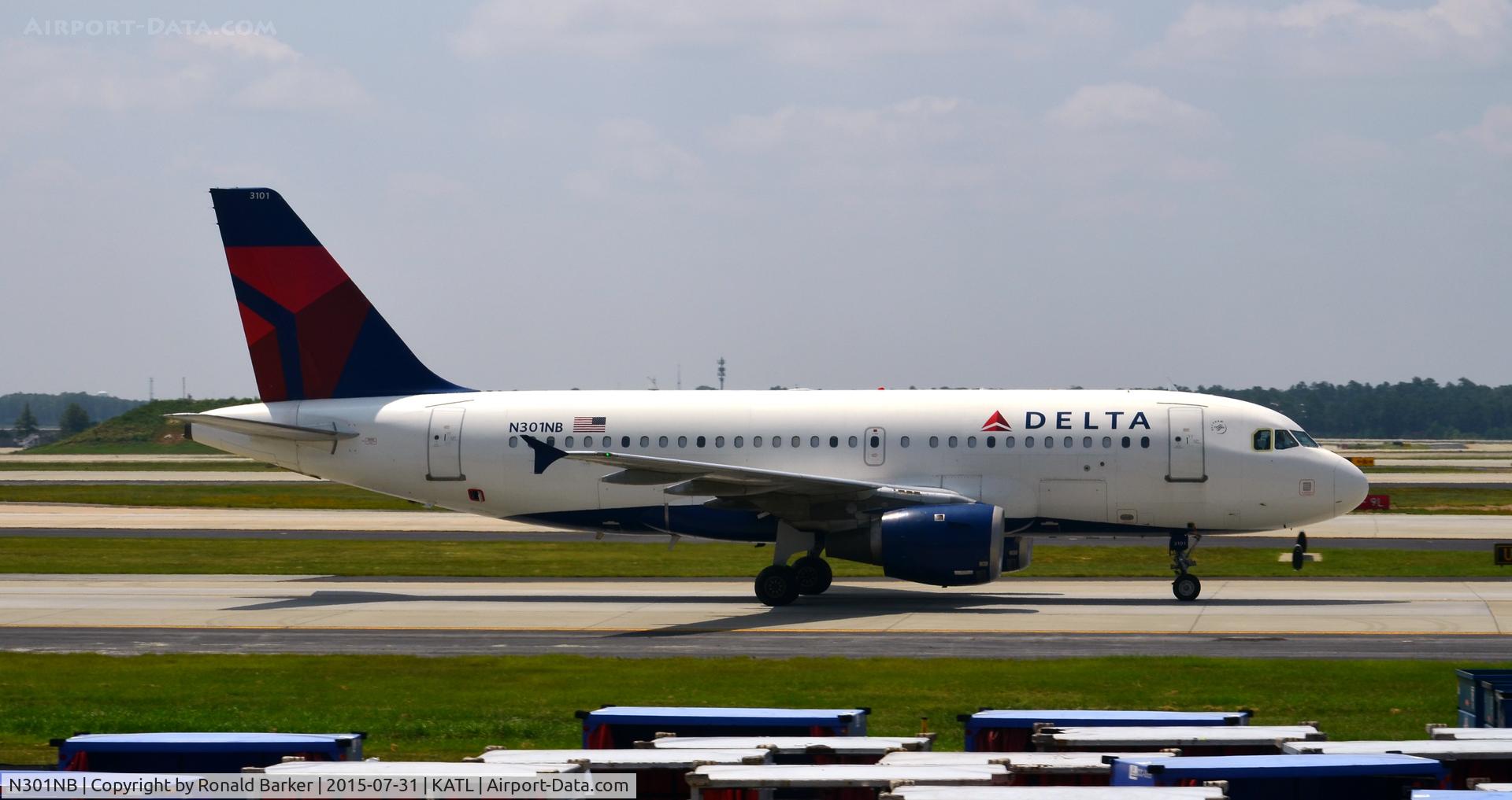N301NB, 1999 Airbus A319-114 C/N 1058, Taxi to park Atlanta