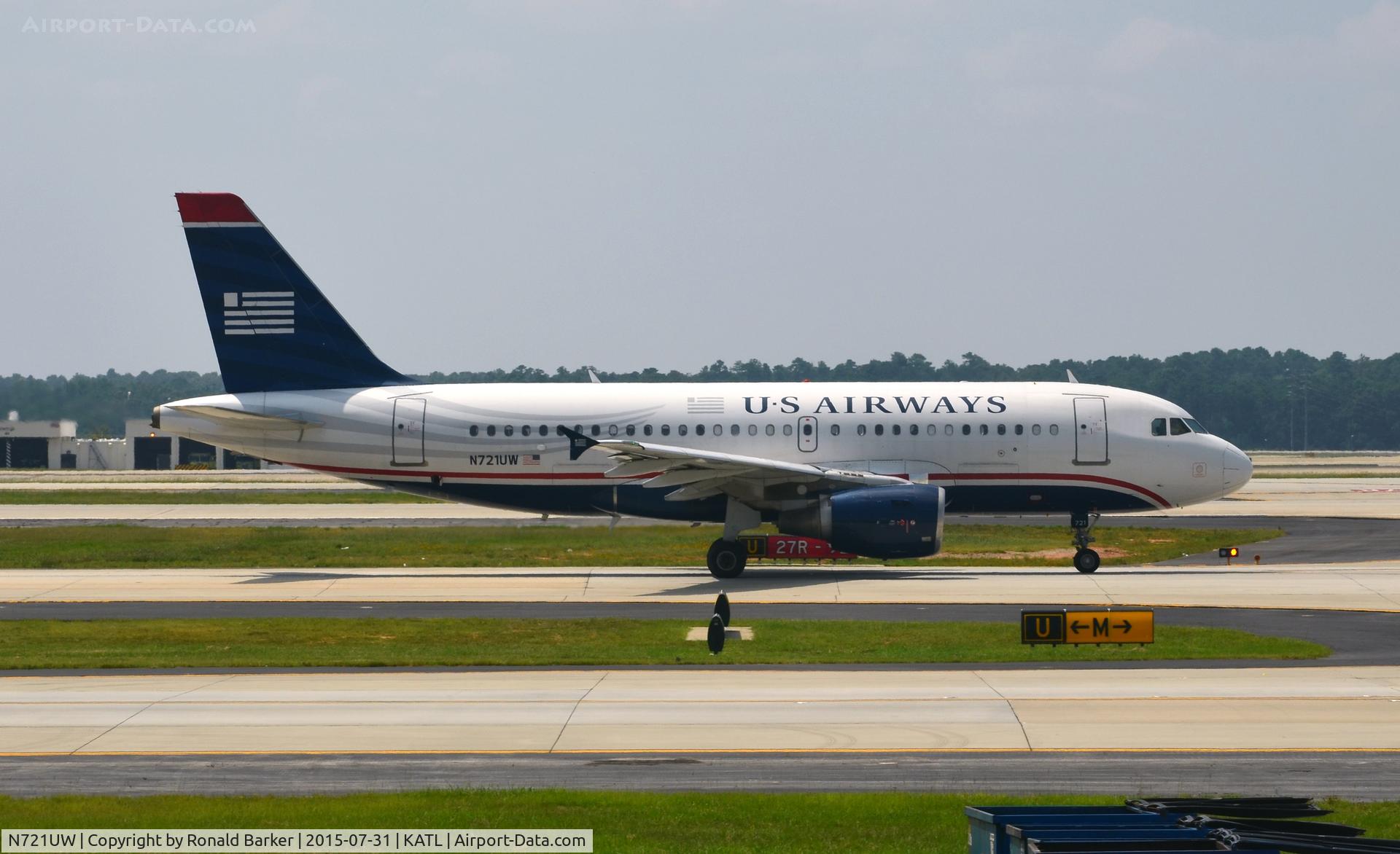 N721UW, 1999 Airbus A319-112 C/N 1095, Taxi Atlanta