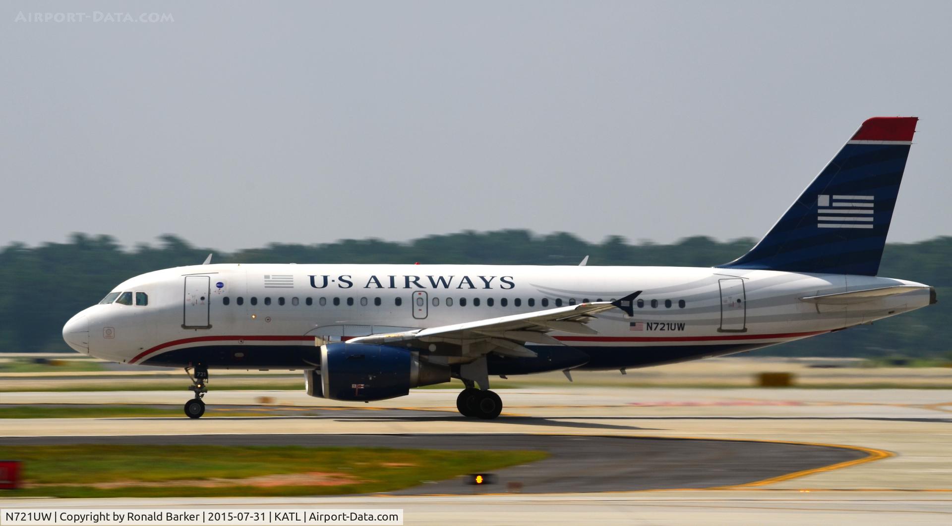 N721UW, 1999 Airbus A319-112 C/N 1095, Takeoff Atlanta