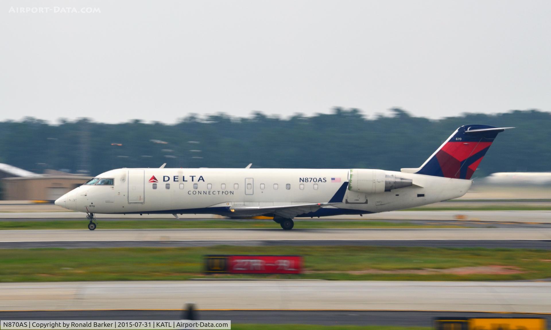N870AS, 2001 Bombardier CRJ-200ER (CL-600-2B19) C/N 7530, Takeoff Atlanta