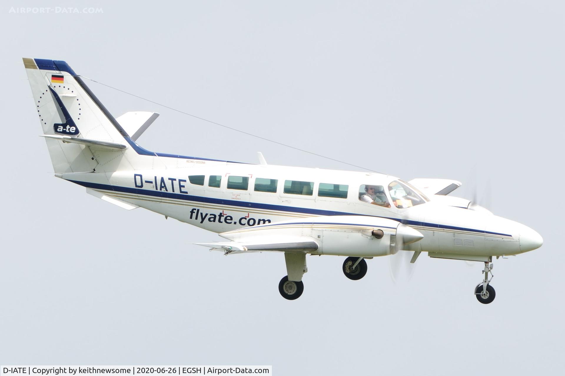 D-IATE, 1987 Reims F406 Caravan II C/N F406-0007, Arriving at Norwich from Hannover.