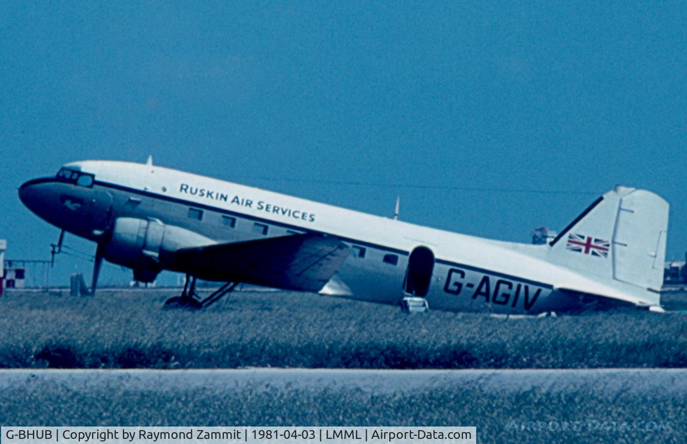 G-BHUB, 1943 Douglas C-47A Skytrain C/N 19975, Douglas DC3 G-BHUB Ruskin Air Services (G-AGIV). Used in the TV series 
