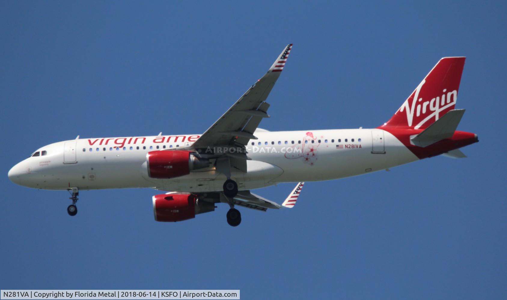 N281VA, 2015 Airbus A320-214 C/N 6669, SFO 2018