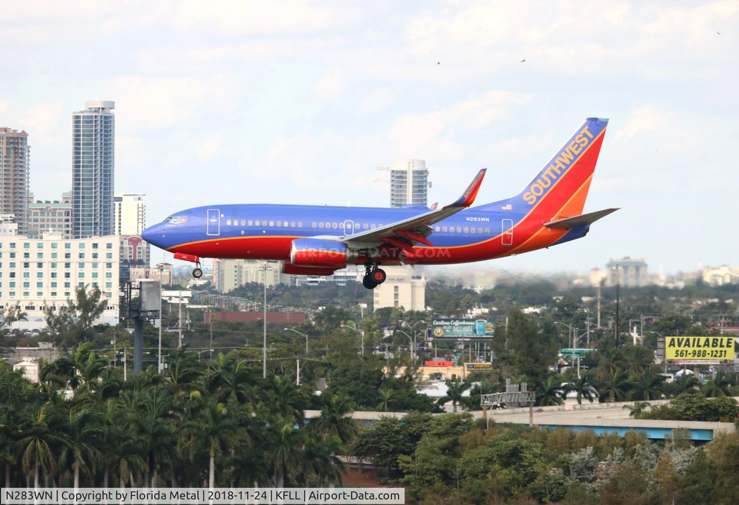N283WN, 2007 Boeing 737-7H4 C/N 36610, FLL 2018