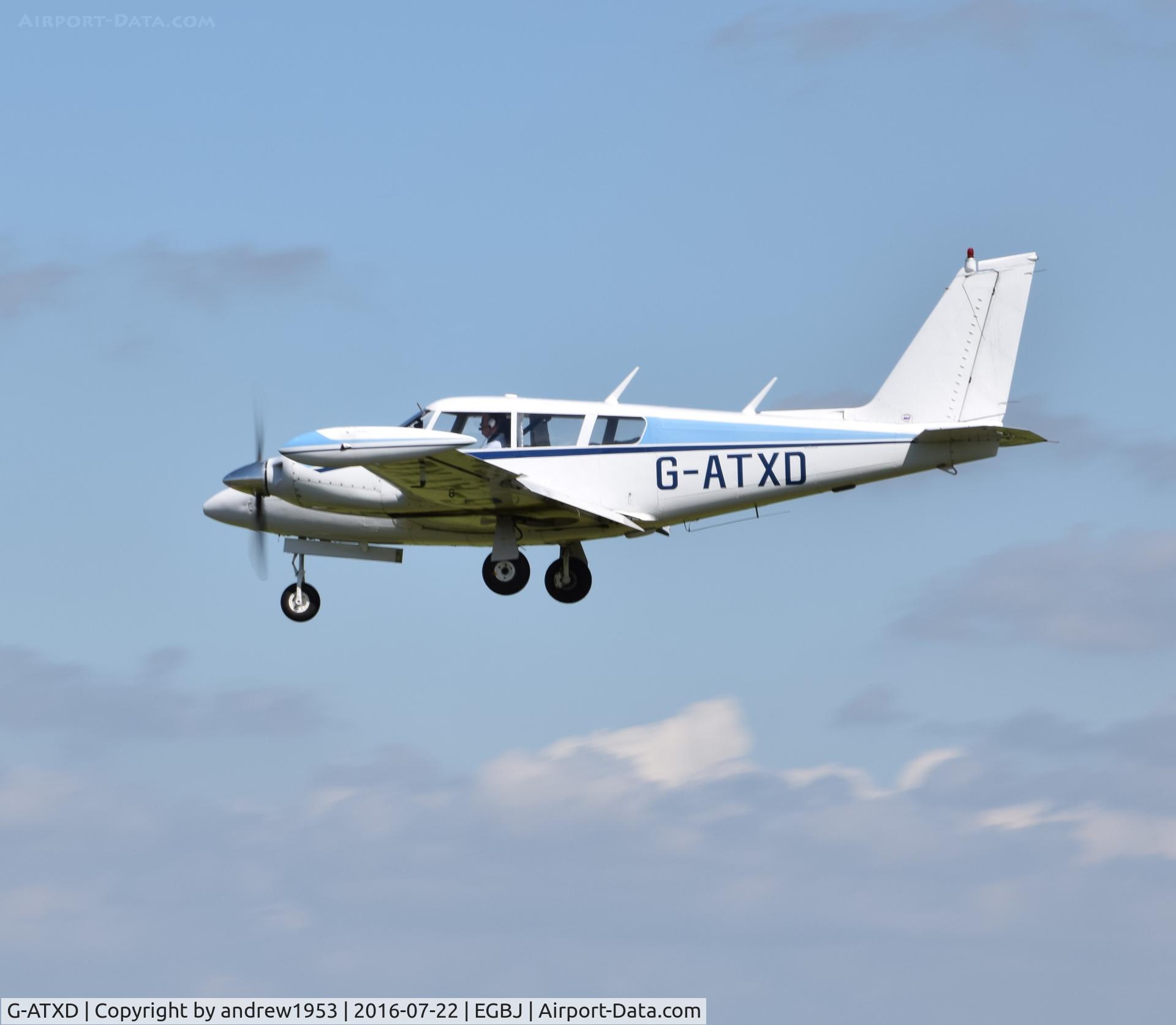 G-ATXD, 1966 Piper PA-30-160 B Twin Comanche C/N 30-1166, G-ATXD landing at Gloucestershire Airport.