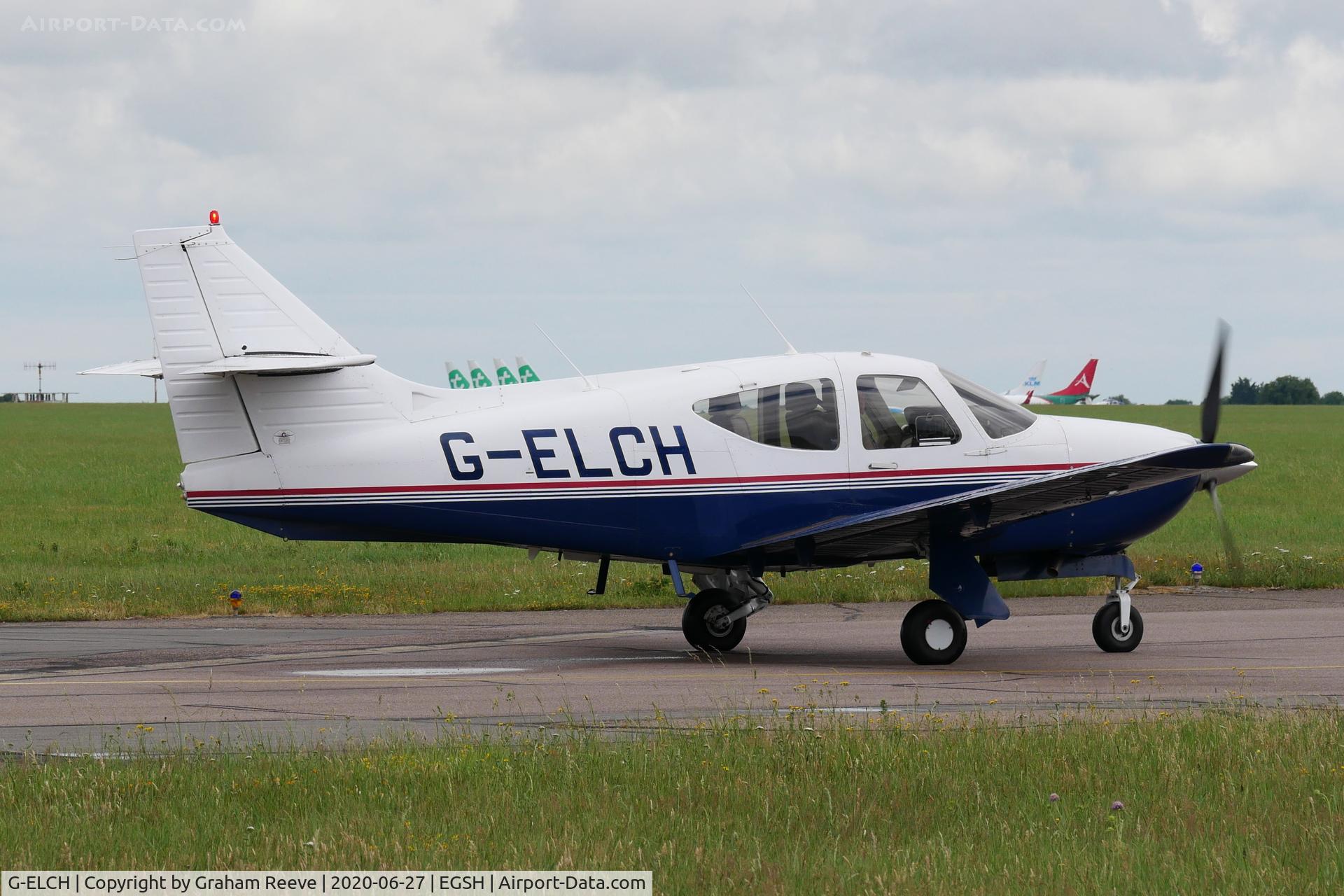 G-ELCH, 1993 Rockwell Commander 114B C/N 14566, Departing from Norwich.