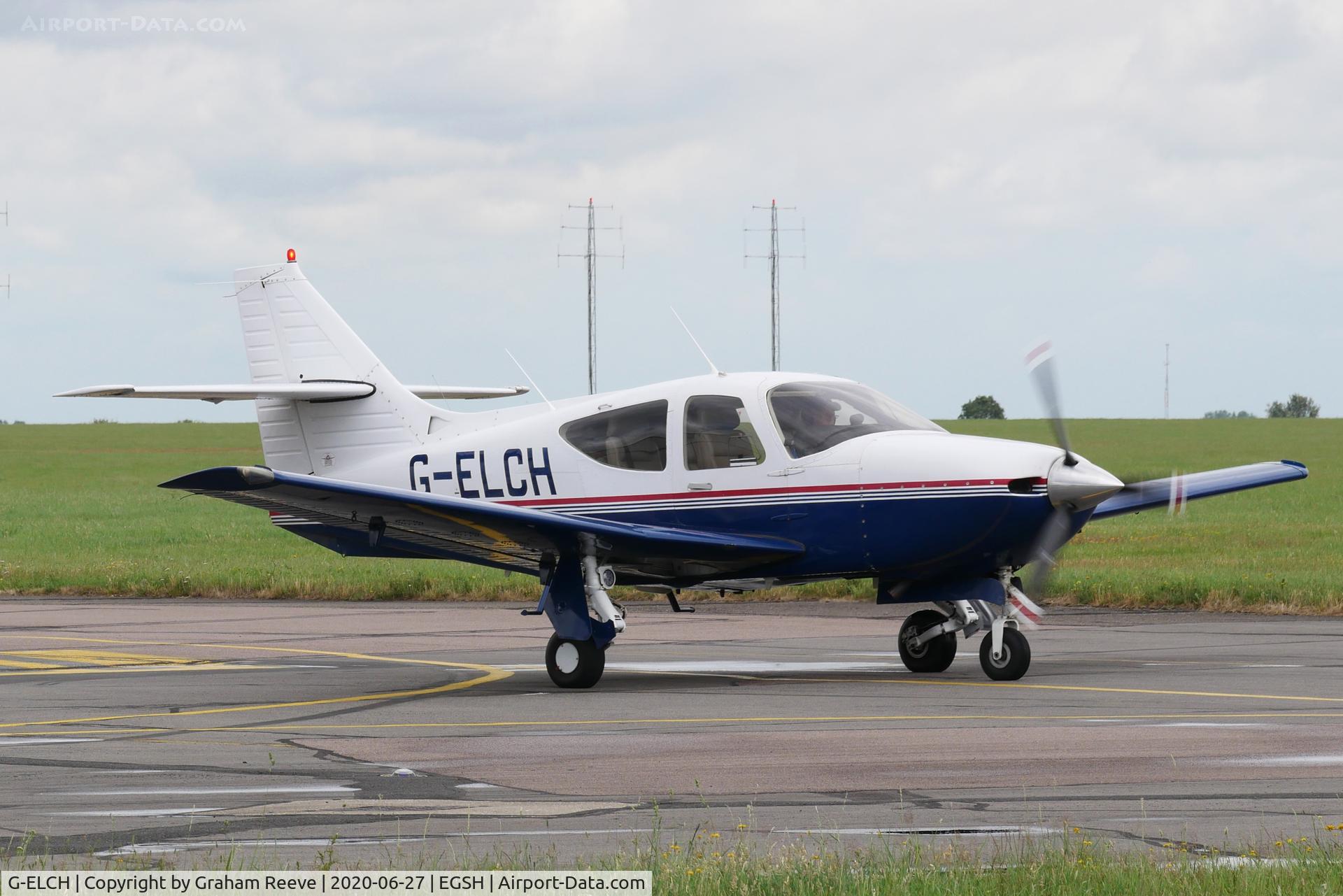 G-ELCH, 1993 Rockwell Commander 114B C/N 14566, Departing from Norwich.