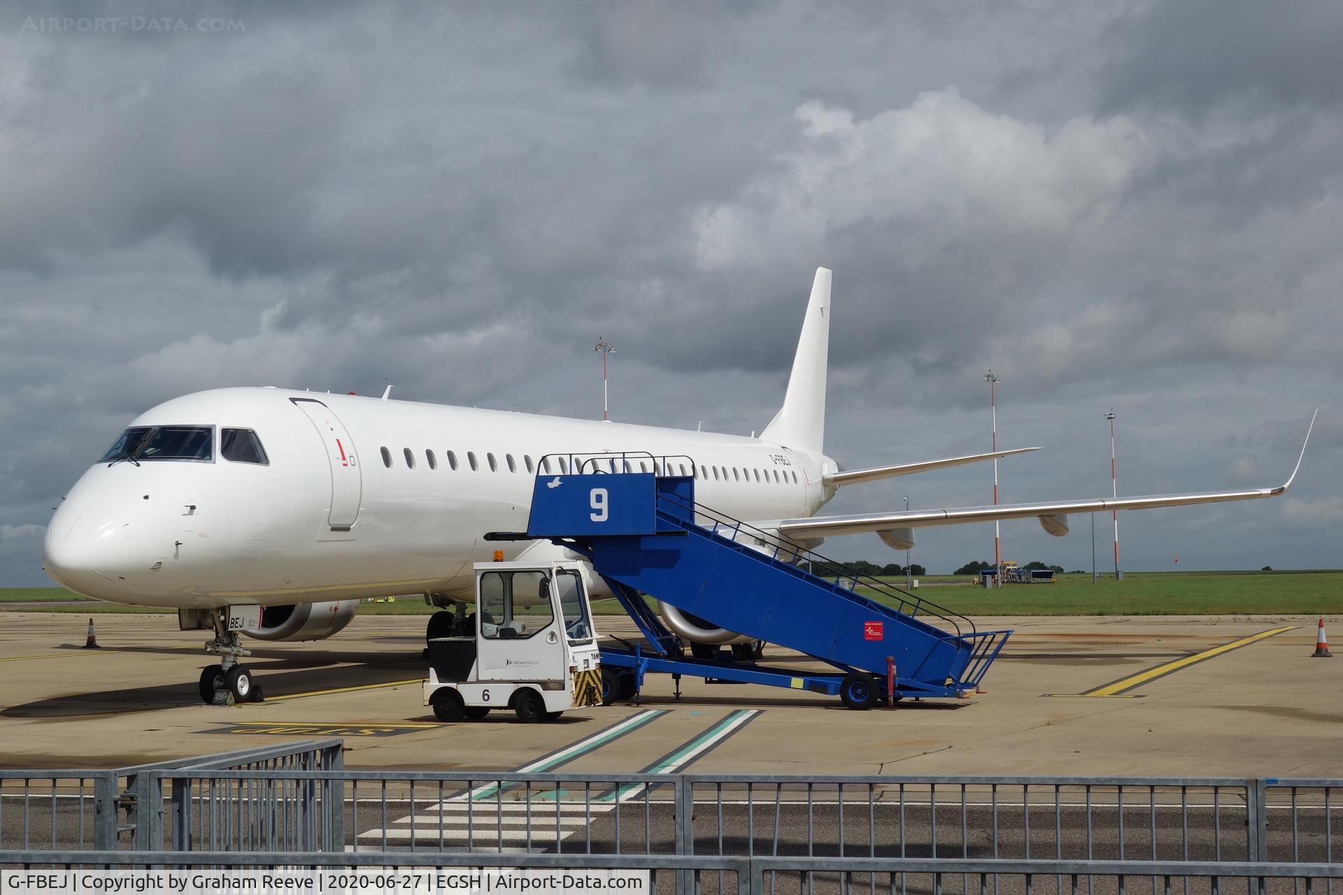 G-FBEJ, 2007 Embraer 195LR (ERJ-190-200LR) C/N 19000155, Parked at Norwich.