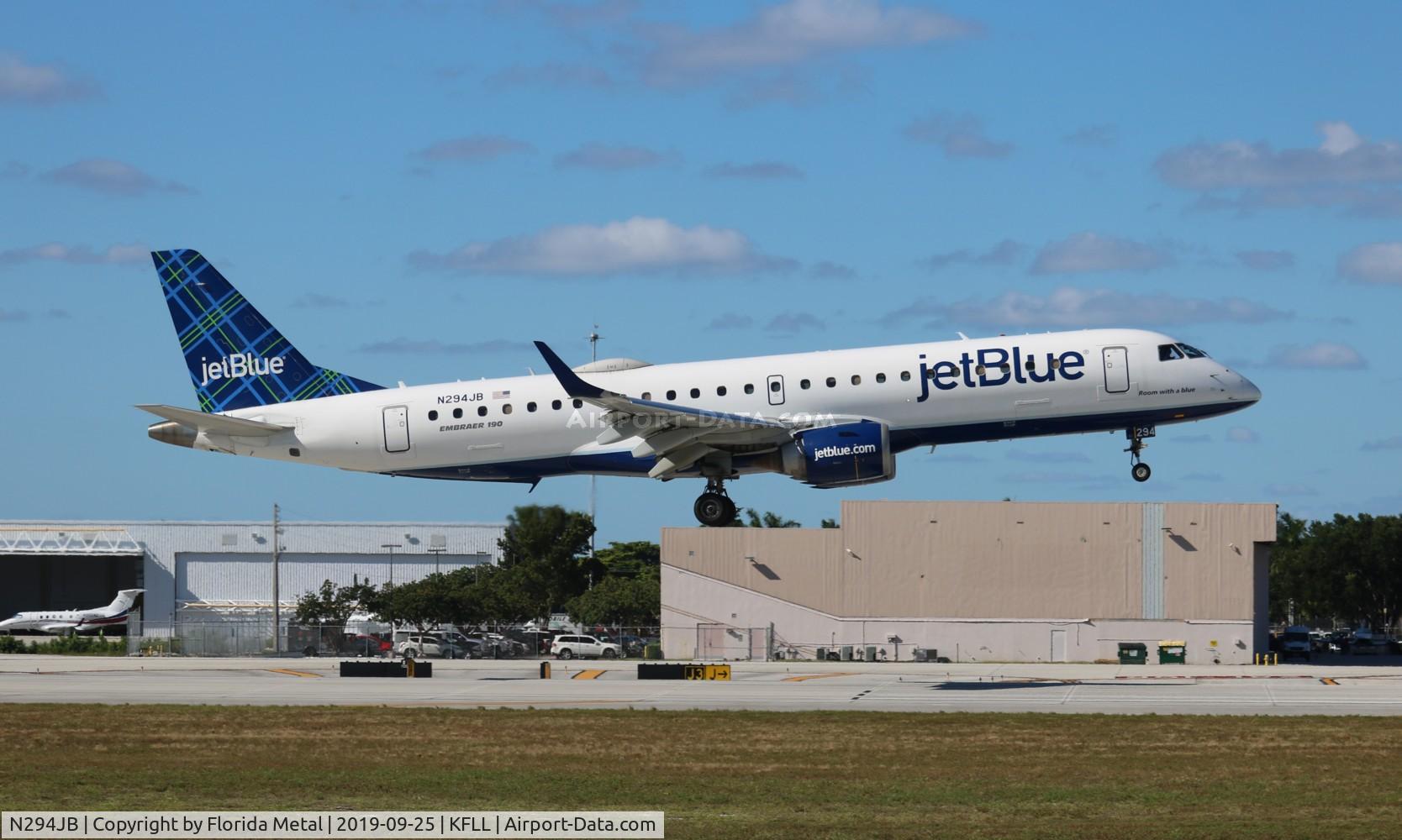 N294JB, 2008 Embraer ERJ-190-100 IGW 190AR C/N 19000185, FLL 2019