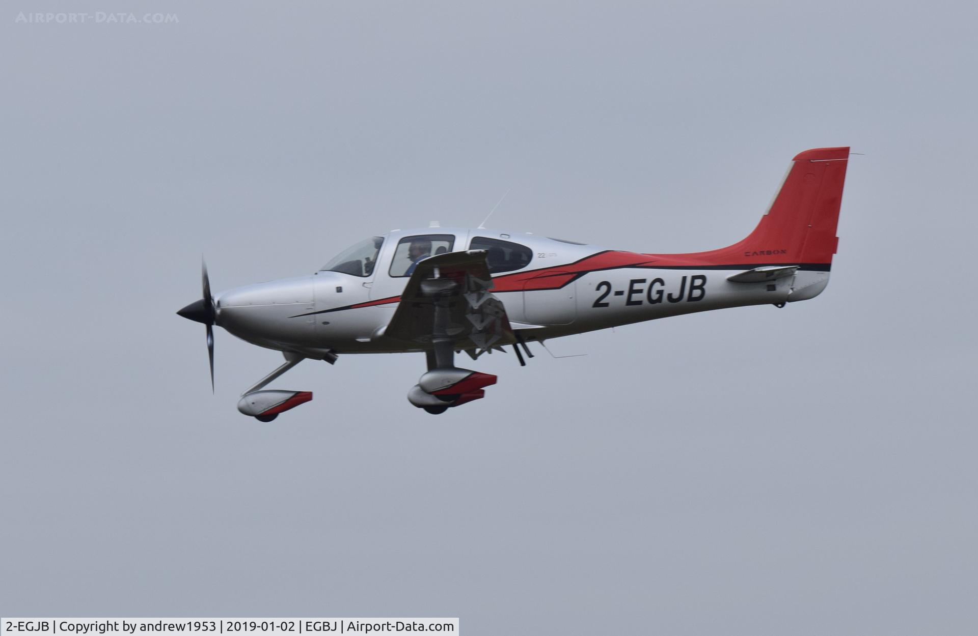 2-EGJB, 2015 Cirrus SR22  GTS Carbon C/N 4179, 2-EGJB landing at Gloucestershire Airport.