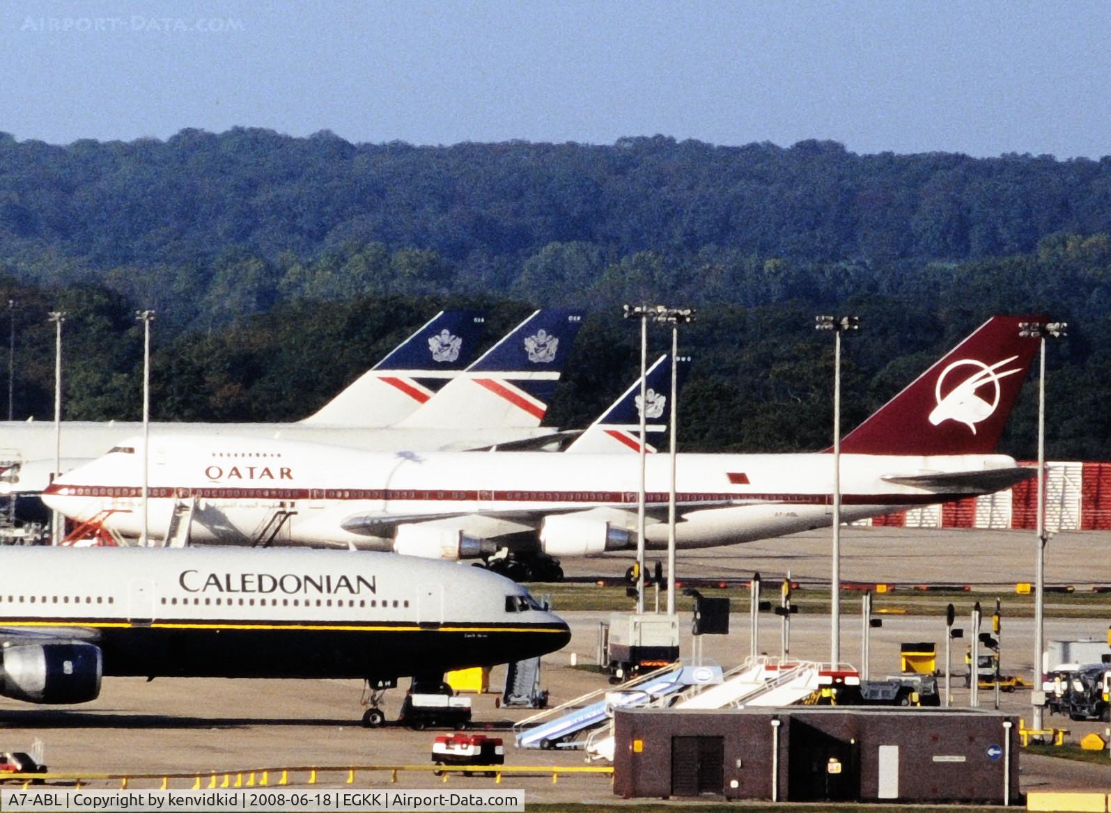 A7-ABL, 1978 Boeing 747SR-81 C/N 21605, At London Gatwick Airport, circa 1996.