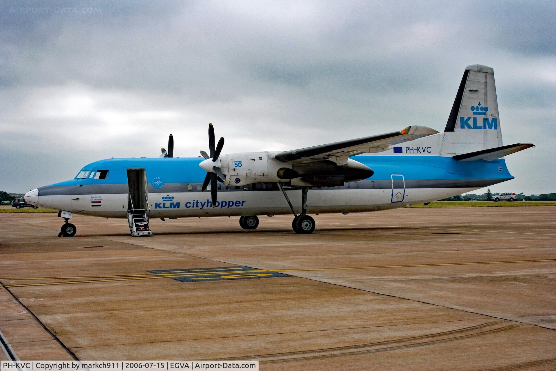 PH-KVC, 1990 Fokker 50 C/N 20191, parked