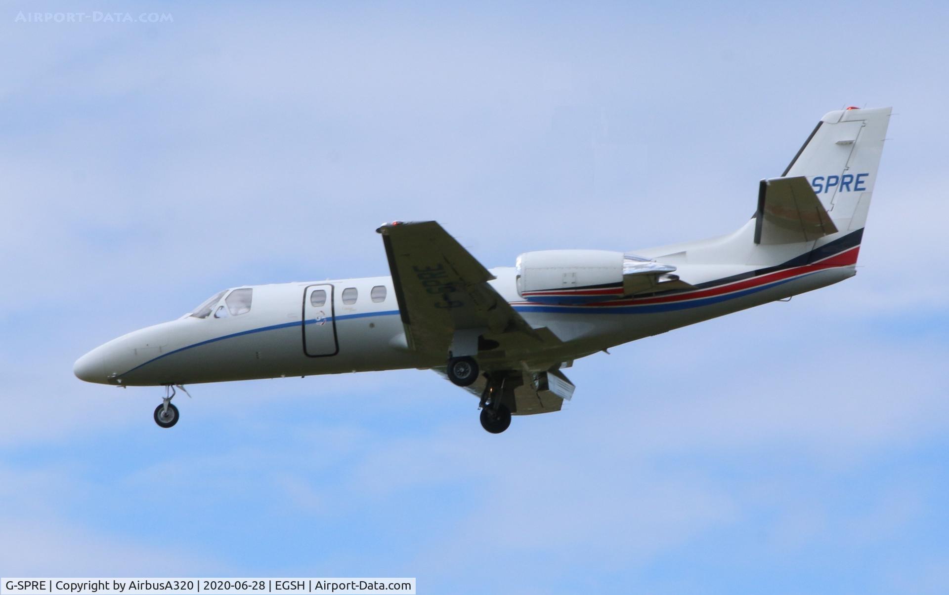G-SPRE, 1999 Cessna 550 Citation Bravo C/N 550-0872, Arriving at NWI