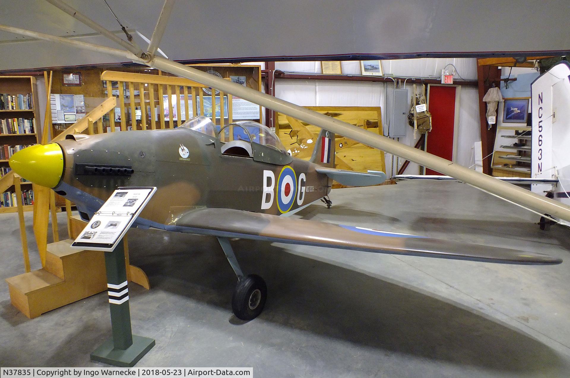 N37835, 1988 Gilbert Robert N DGA1-A C/N 1, Robert N. Gilbert DGA1-A Sportfire (3/4-scale Spitfire look-alike homebuilt) at the Western North Carolina Air Museum, Hendersonville NC